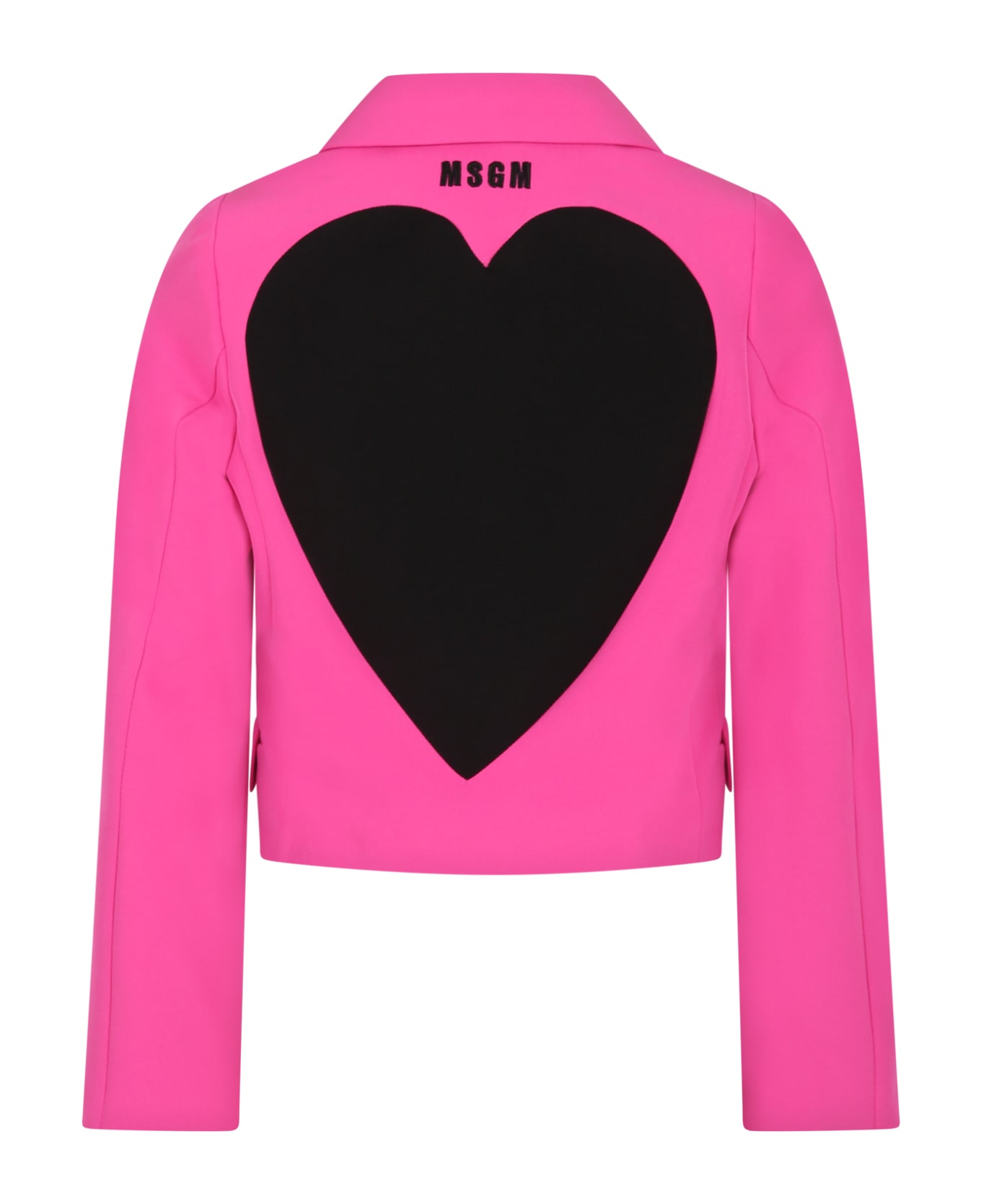 MSGM Fuchsia Jacket For Girl With Heart And Logo - Fuchsia