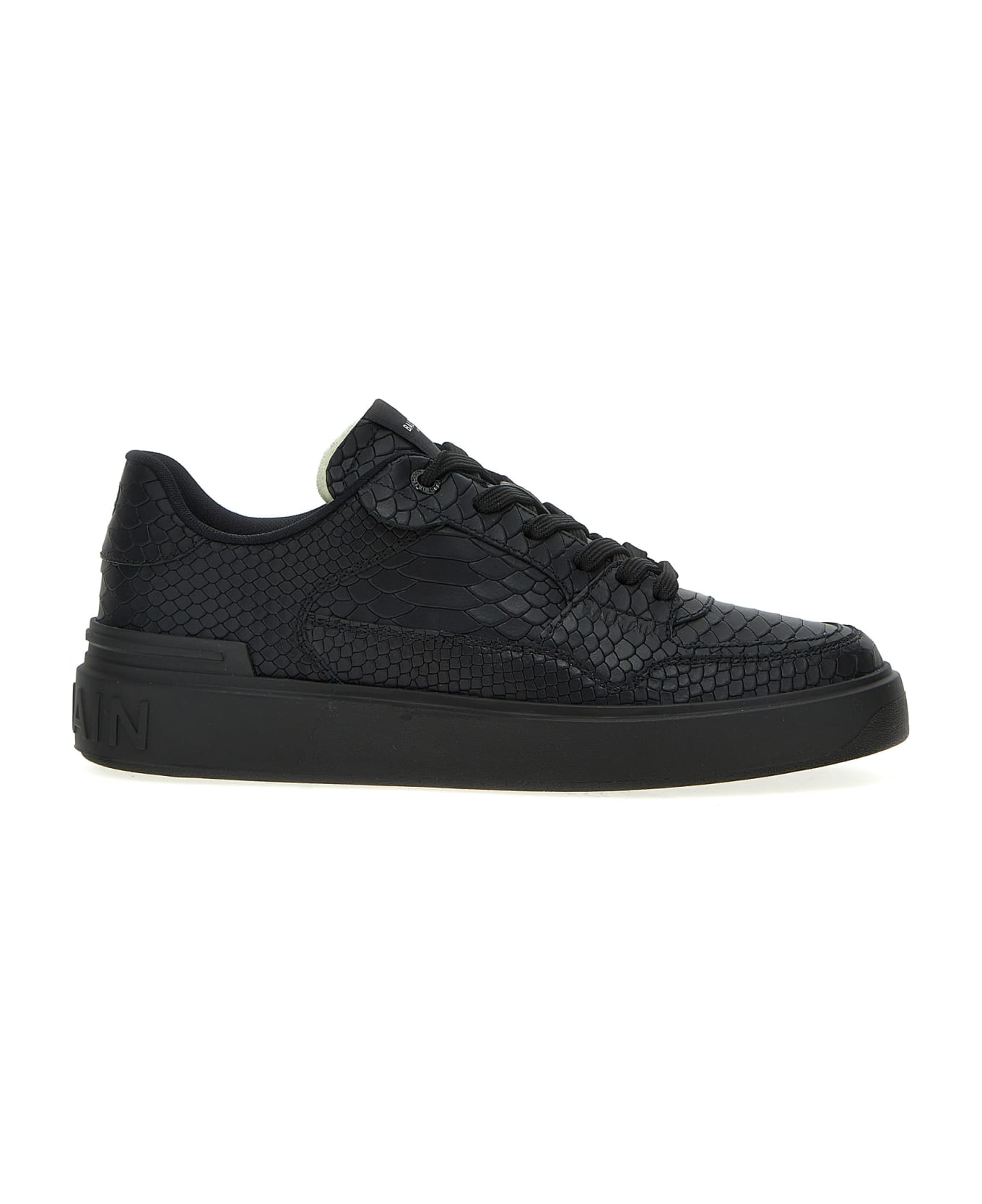 Balmain B-court Leather And Leather Sneakers - Black