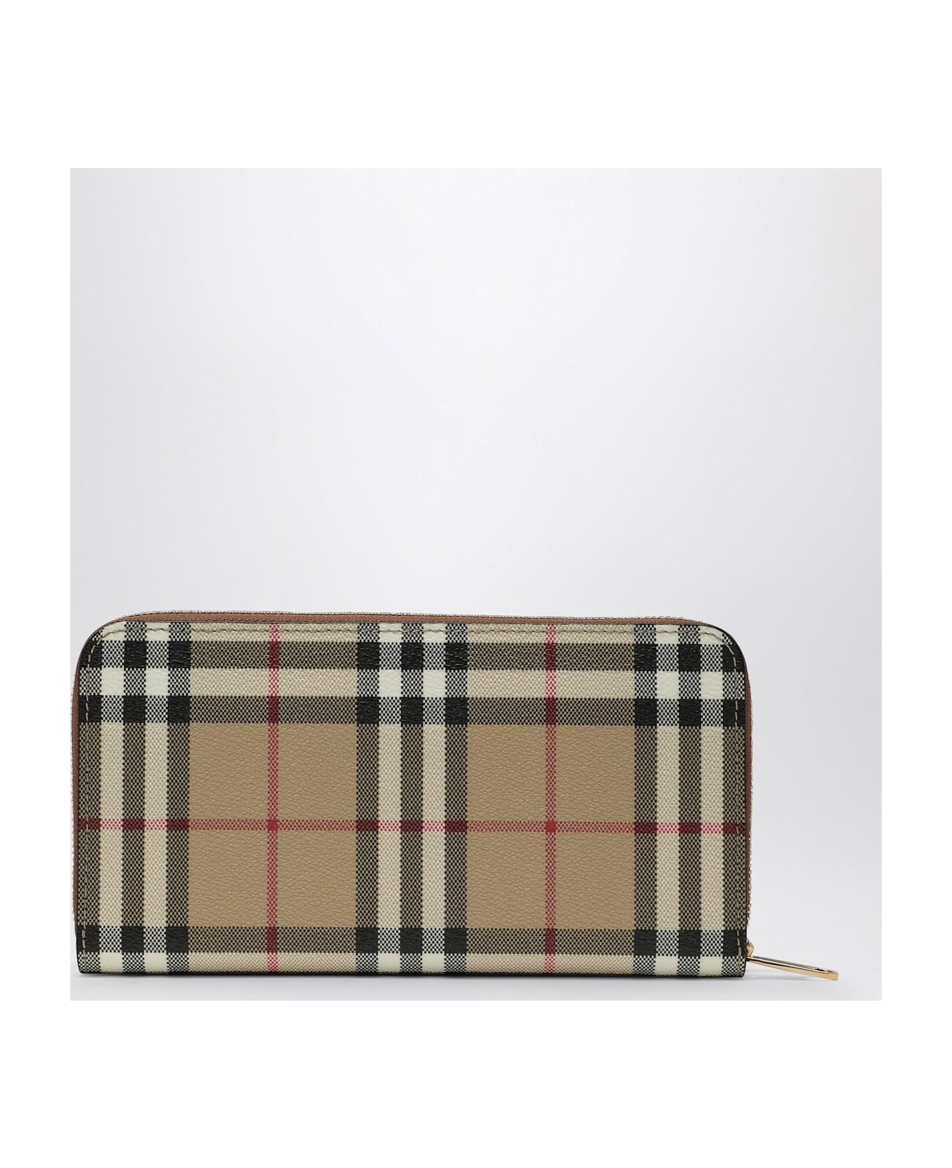 Burberry Check Pattern Zip Wallet - Beige