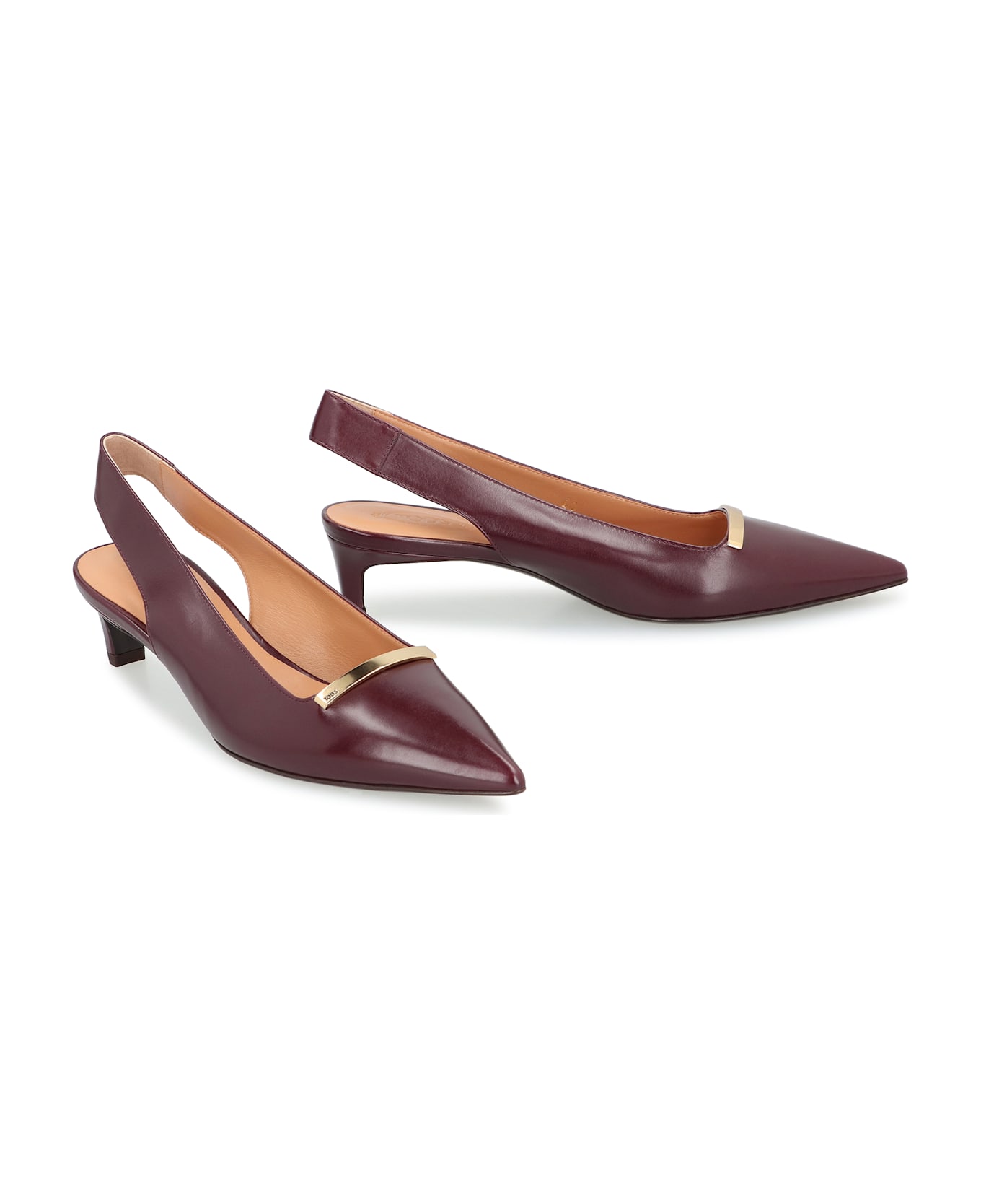 Tod's Leather Slingback Pumps - Burgundy