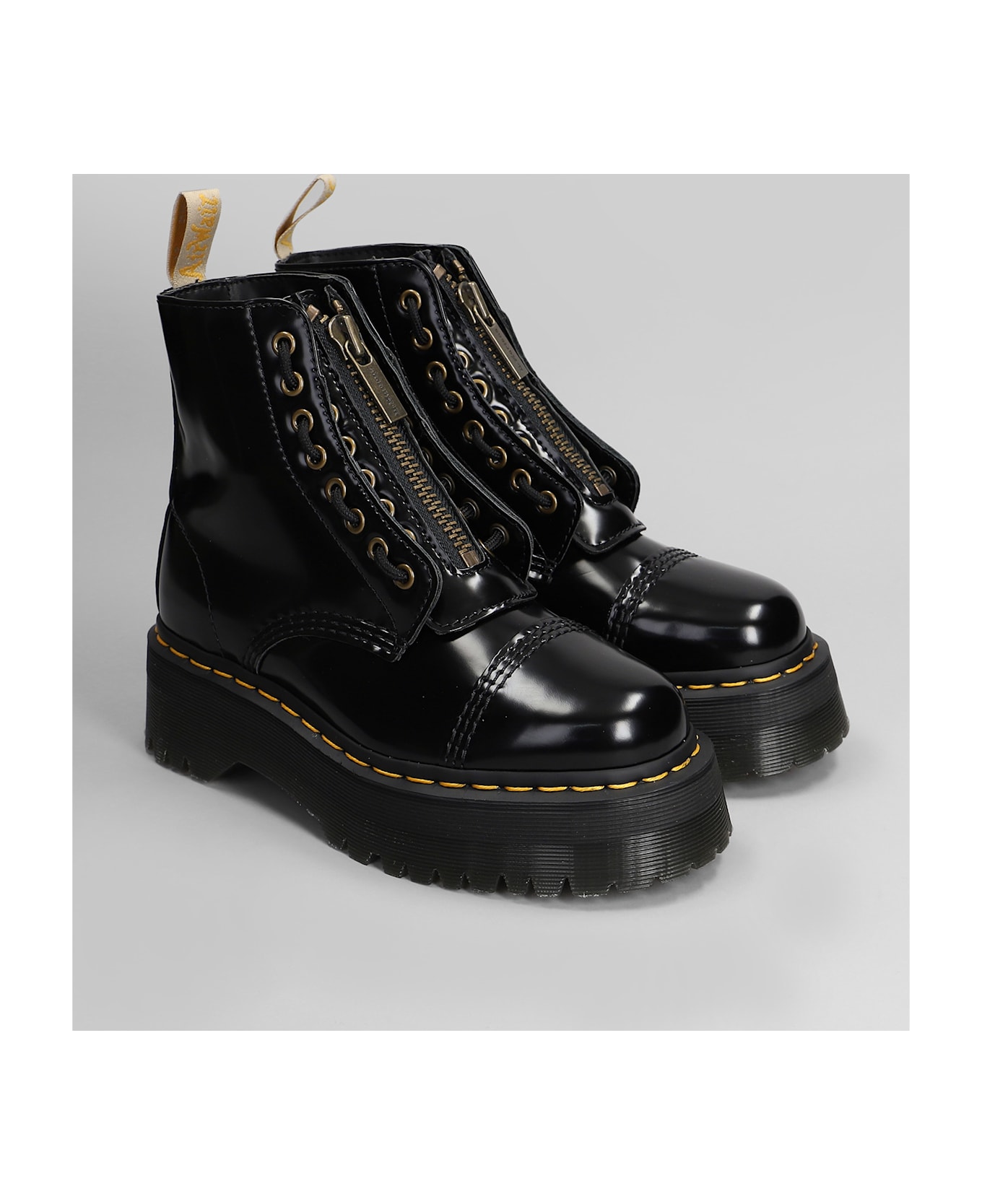 Dr. Martens Vegan Sinclair Combat Boots In Black Synthetic - Black