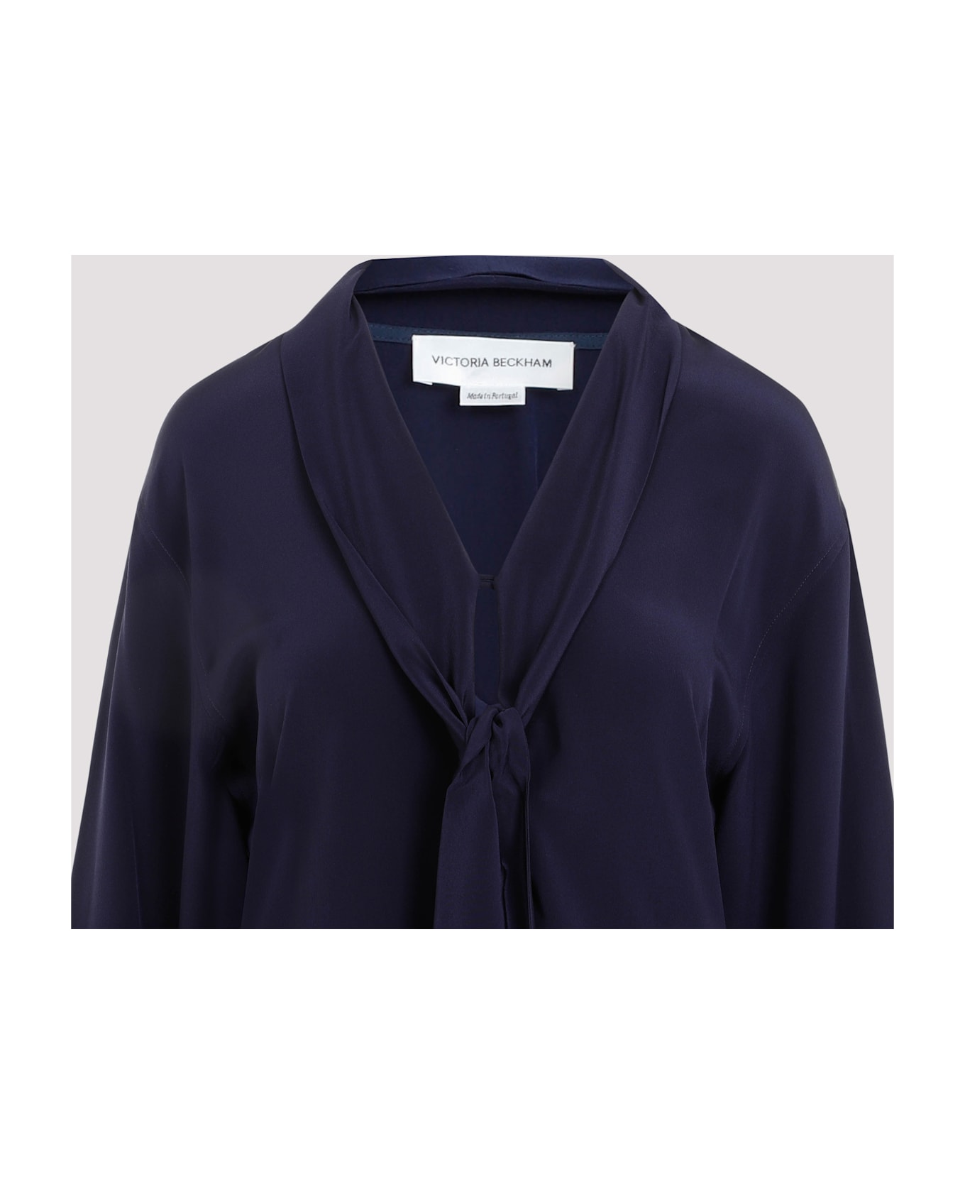 Victoria Beckham V-neck Scarf Blouse - Ink Blue