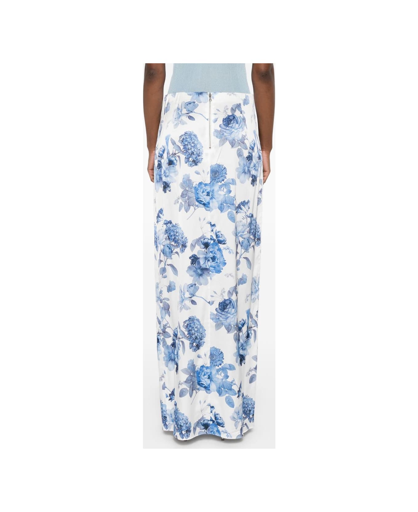 Alice + Olivia Stephine Printed Long Skirt - Clear Blue