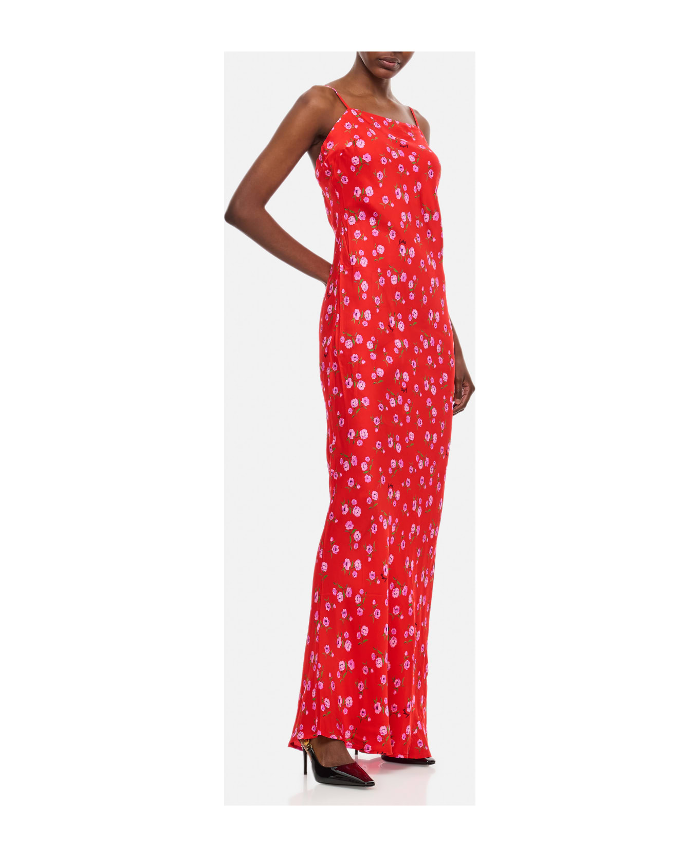 Rotate by Birger Christensen Long Printed Dress - Red ワンピース＆ドレス