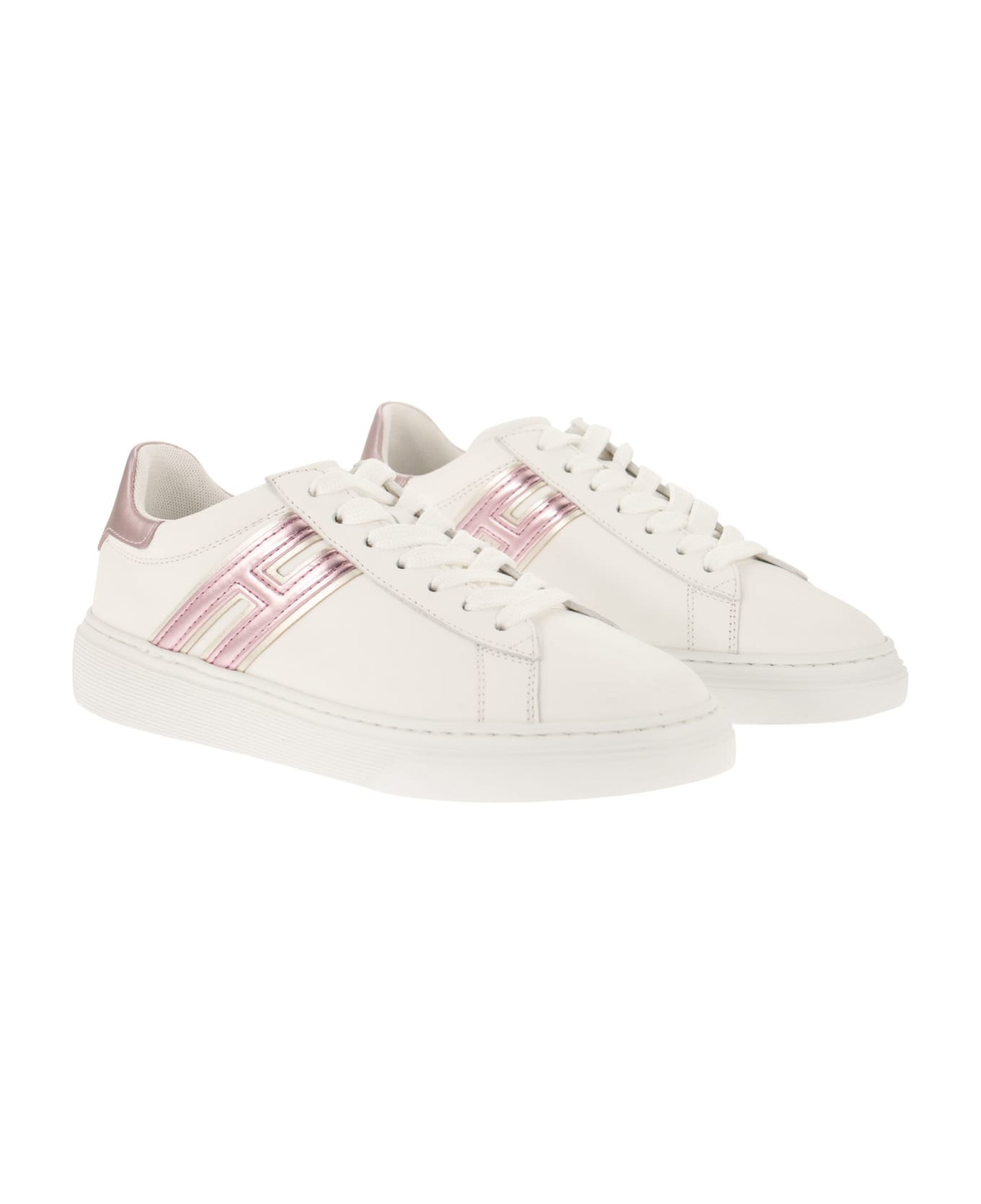 Hogan Sneakers "h365" In Leather - White/pink スニーカー