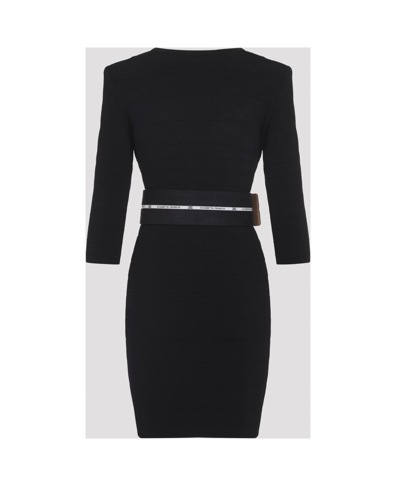 Elisabetta Franchi Knitted Dress With Belt - Nero Burro