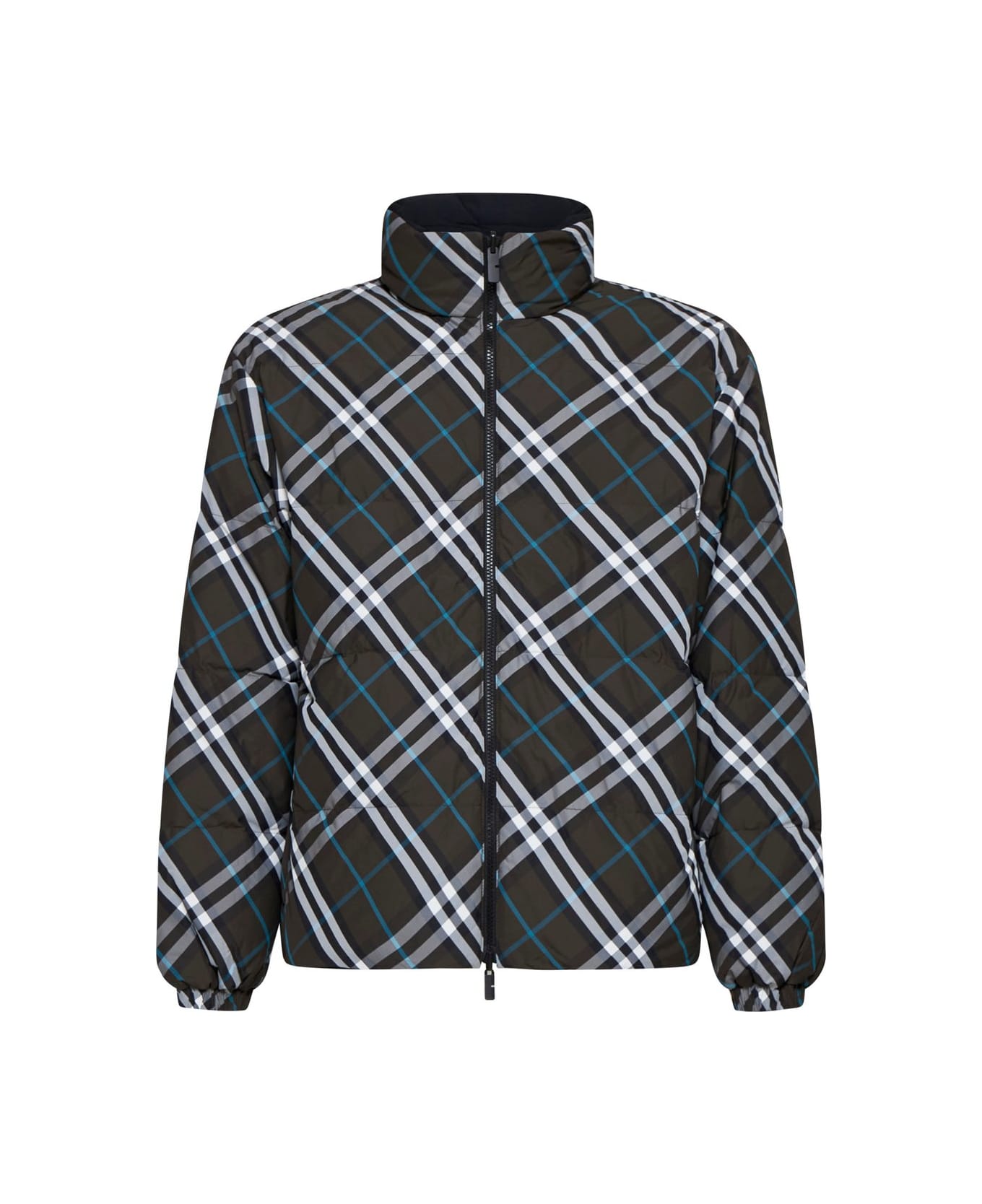 Burberry High-neck Zip-up Checked Jacket - Snug Ip Check