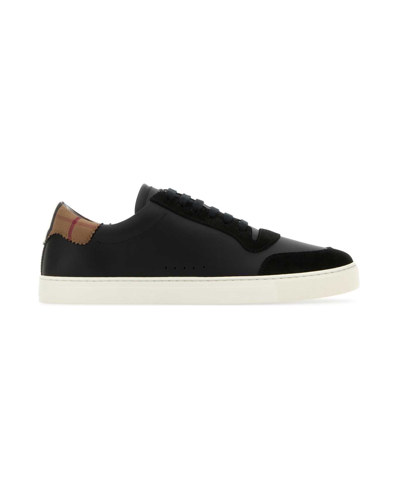 Burberry Black Leather Sneakers - BLACK