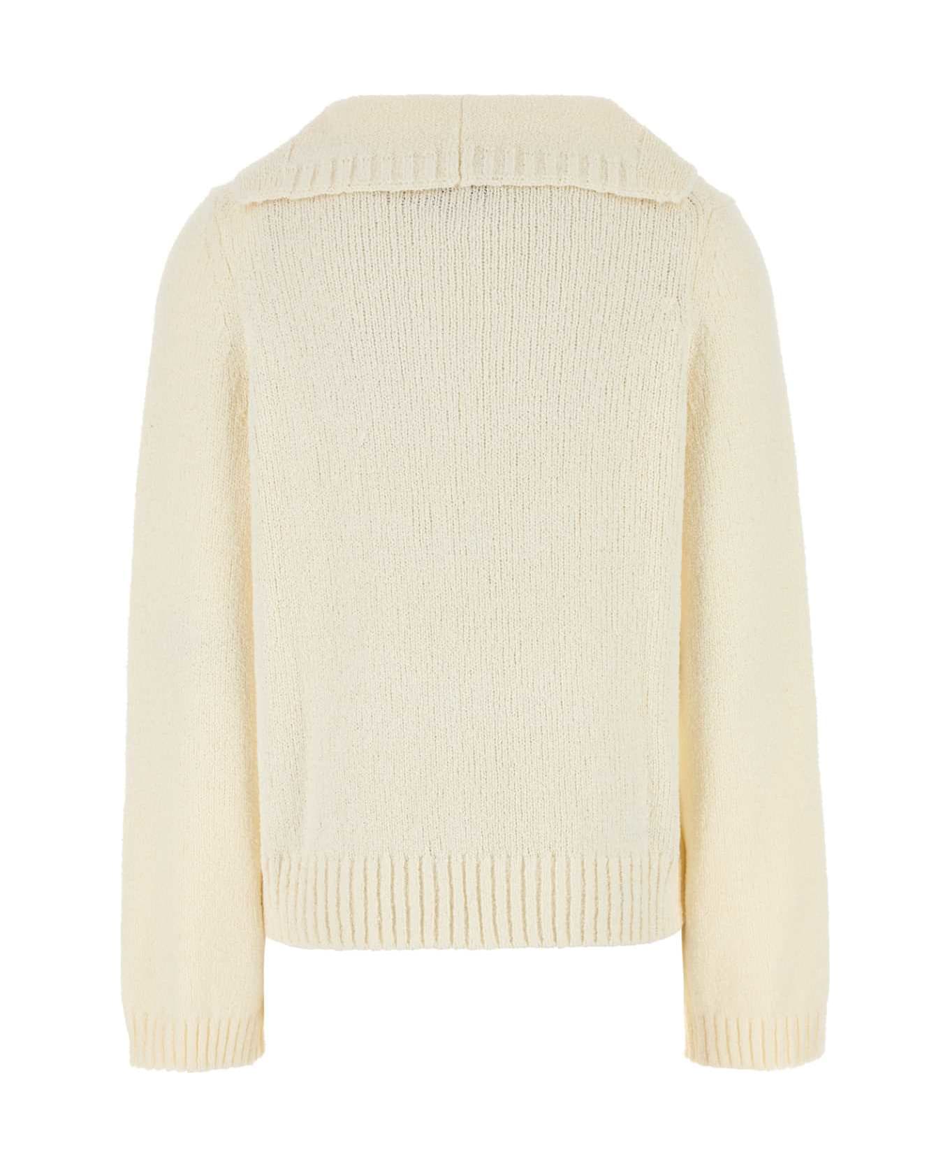 Loulou Studio Ivory Cotton Blend Bahia Sweater - RICEIVORY