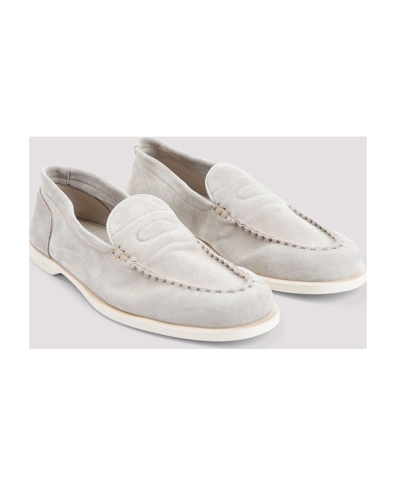 John Lobb Pace Suede Oval Flexi Loafers - J Sand