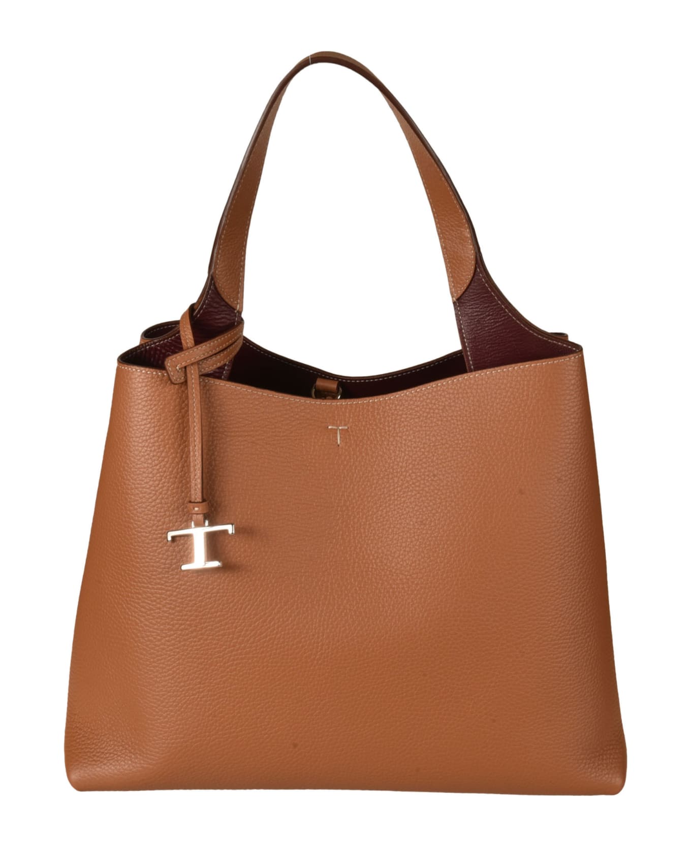 Tod's Timeless Logo Embossed Tote - Bordeaux