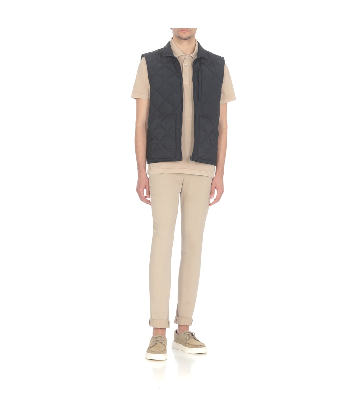Fay Quilted Vest With Pockets - Blue ベスト