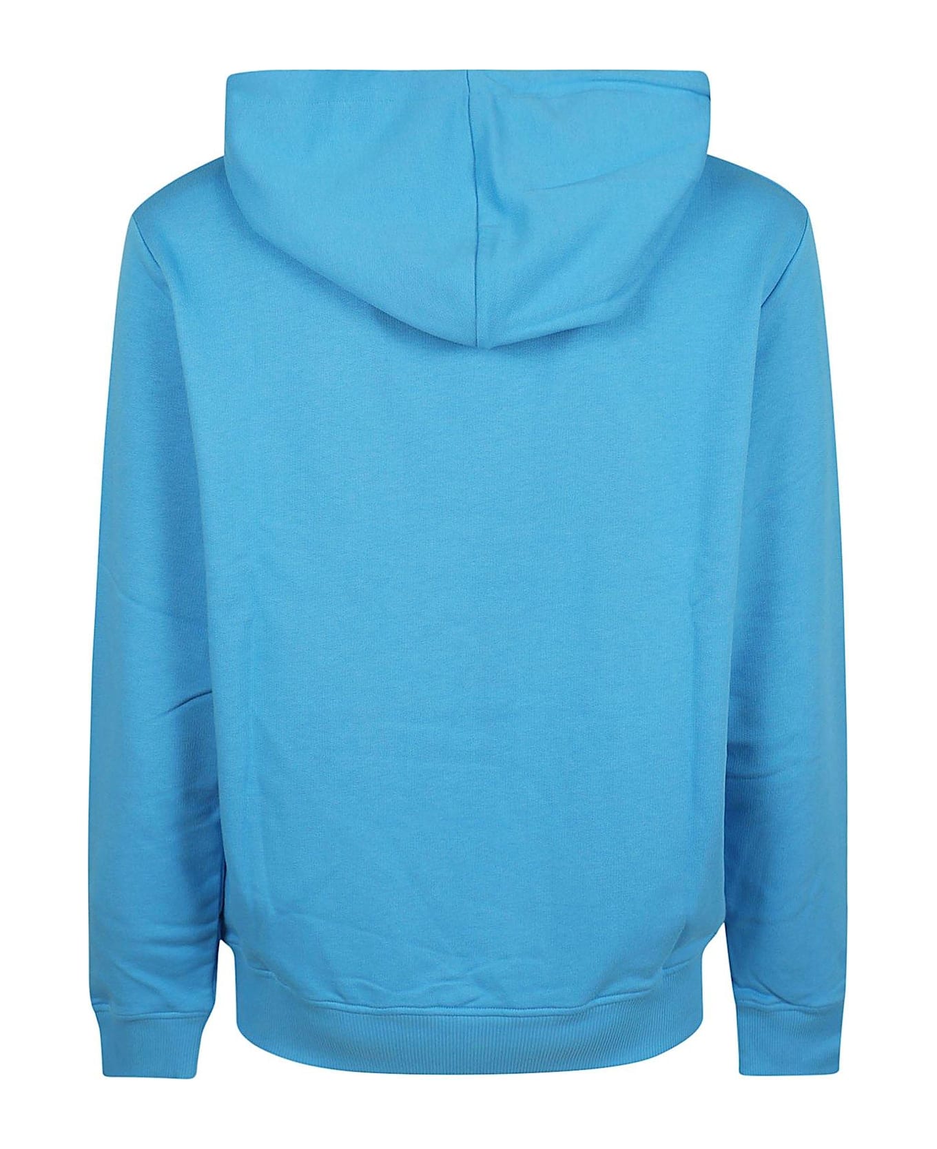 Balmain Logo Printed Drawstring Hoodie - Blue