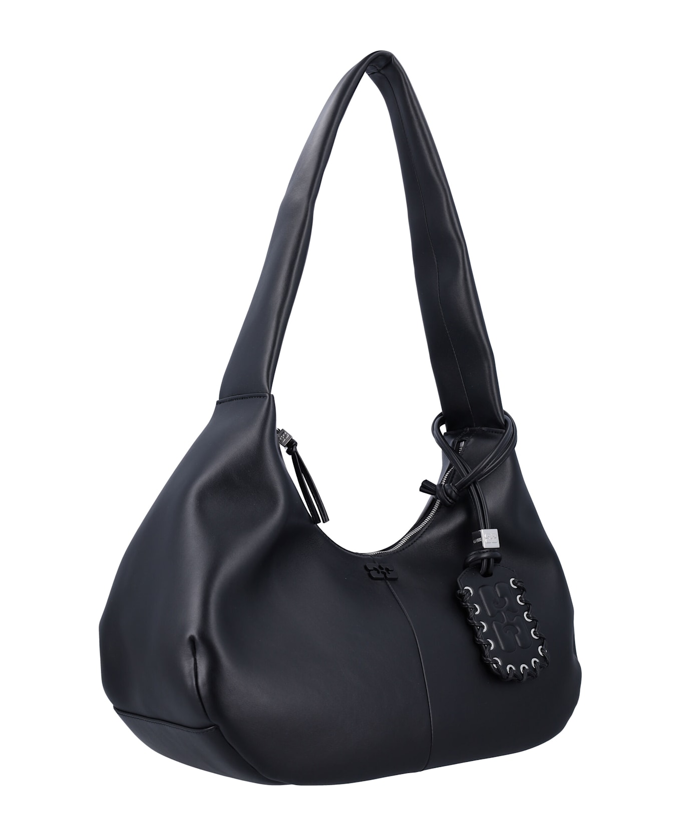 Ganni Medium Hobo Bag - BLACK