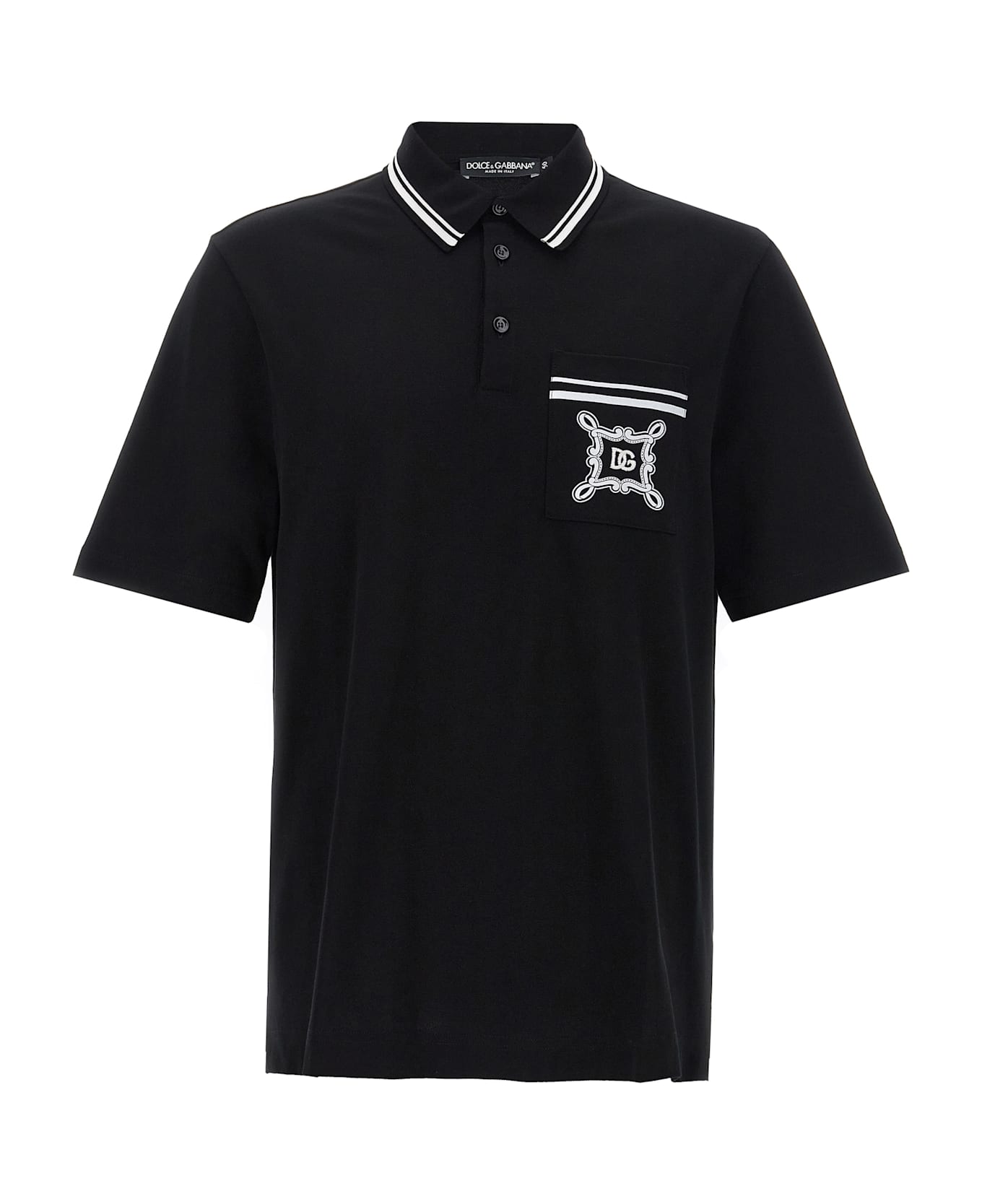 Dolce & Gabbana Logo Embroidery Polo Shirt - Black