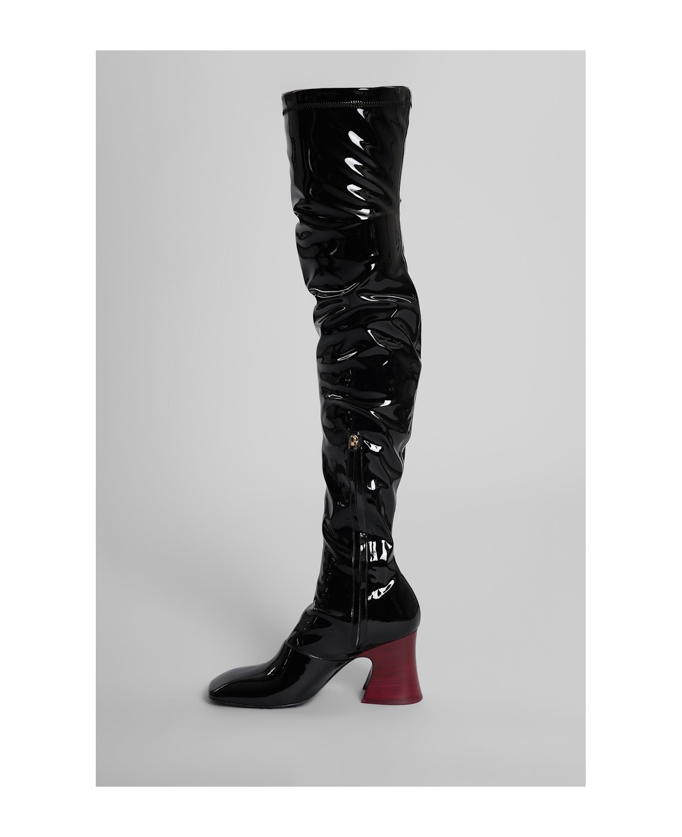 Chloé Janis High Heels Boots In Black Patent Leather - black