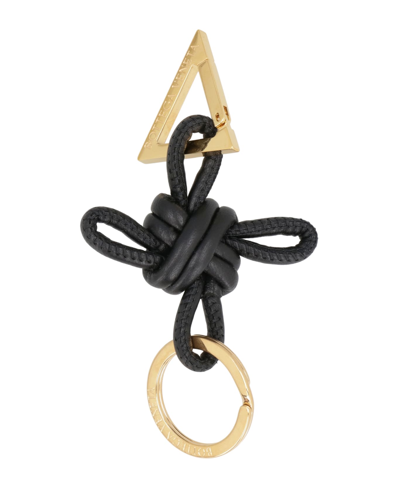 Bottega Veneta Triangle Leather Keyring - black