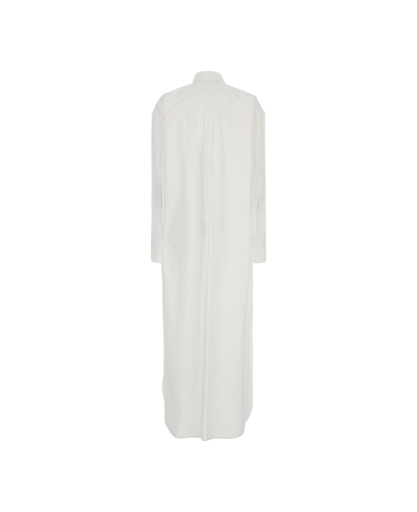 Federica Tosi White Long Shirt With Pointed Collar And Metallic Details On The Cuffs In Fabric Woman - White