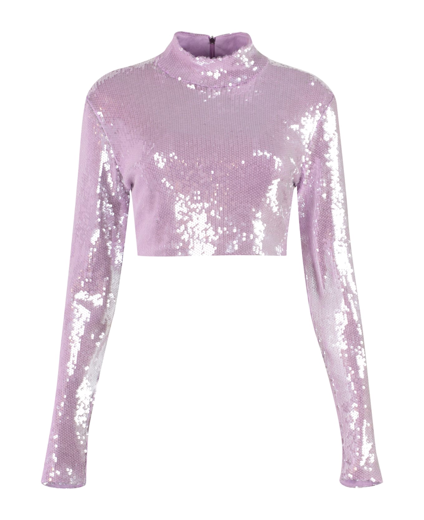 Rotate by Birger Christensen Long Sleeve Sequin Top - Lilac Tシャツ
