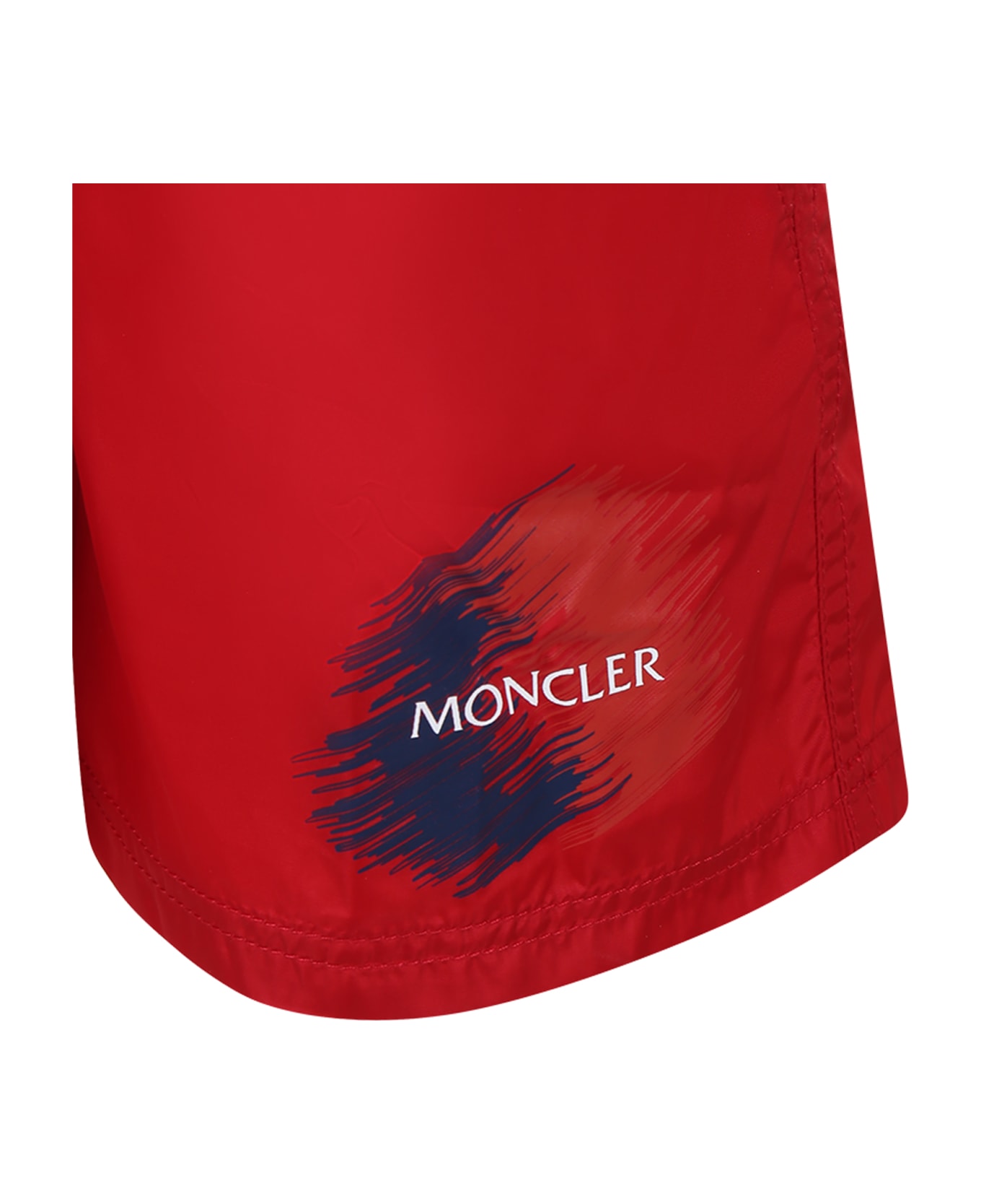 Moncler Red Swim Shorts Fo Boy With Logo - Red