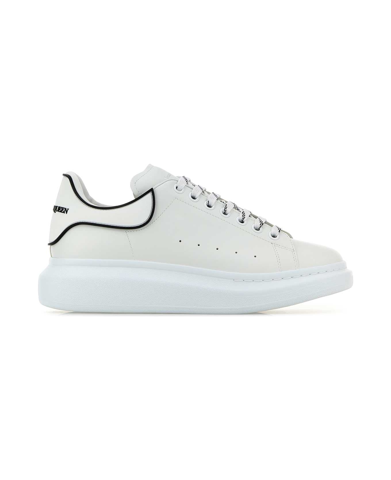 Alexander McQueen White Leather Sneakers With White Leather Heel - WHITEWHITEBLACK