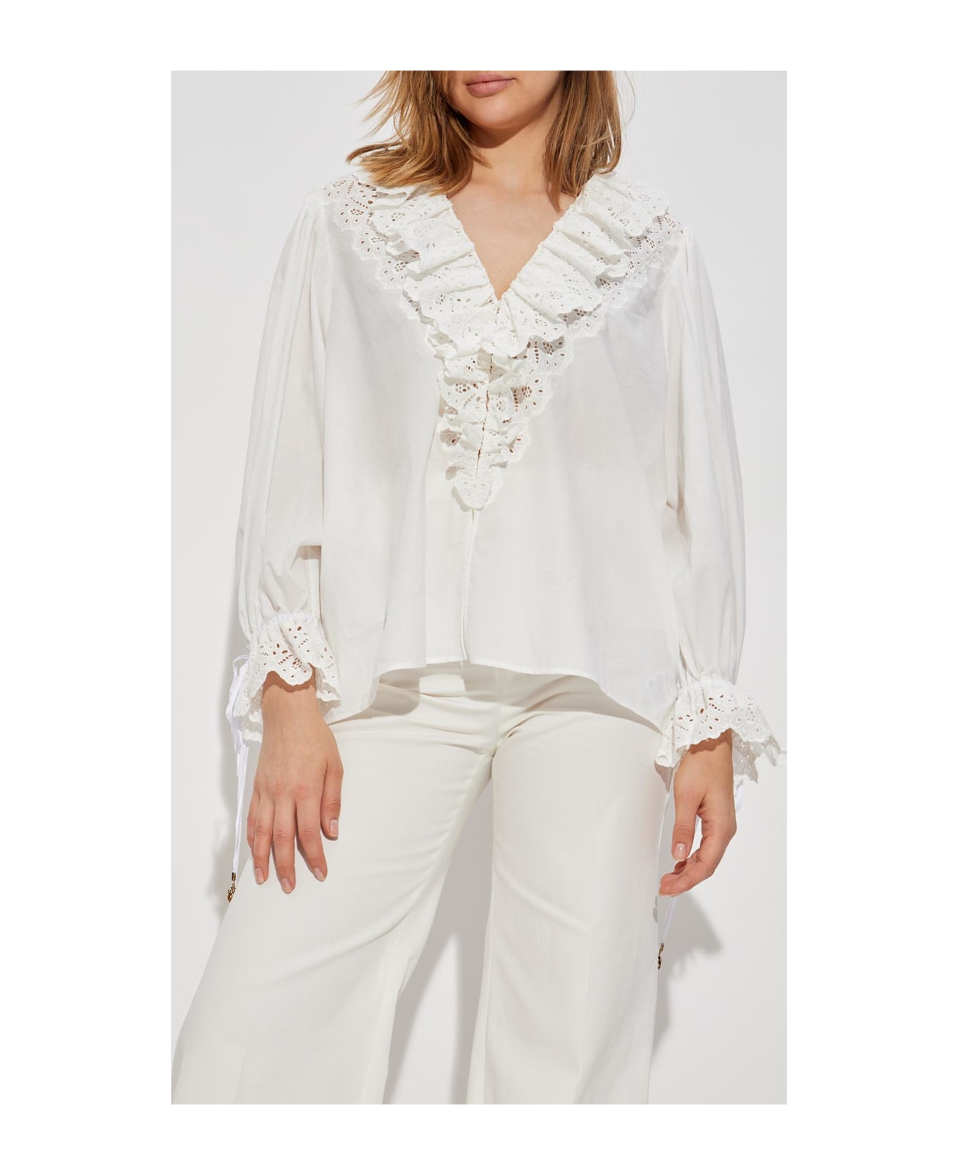 Chloé Top With Openwork Ruffles - White