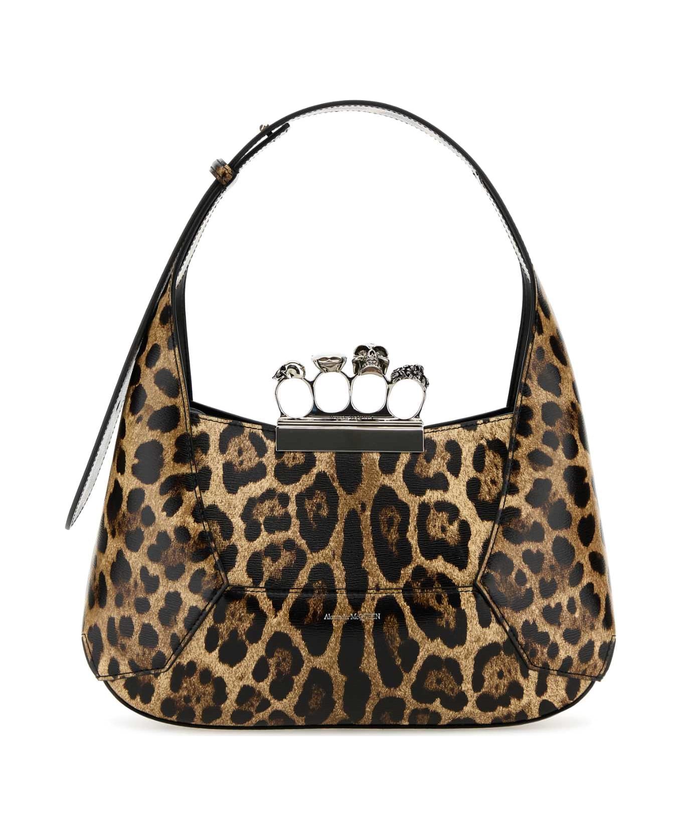 Alexander McQueen Printed Leather The Jewelled Hobo Shoulder Bag - NATURALBLACK