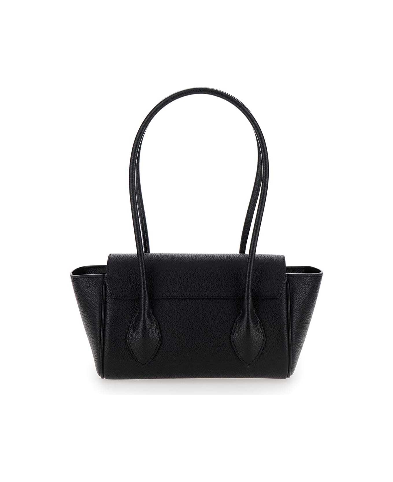 Ferragamo 'east-west S' Black Handbag With Logo Detail In Hammered Leather Woman - Black