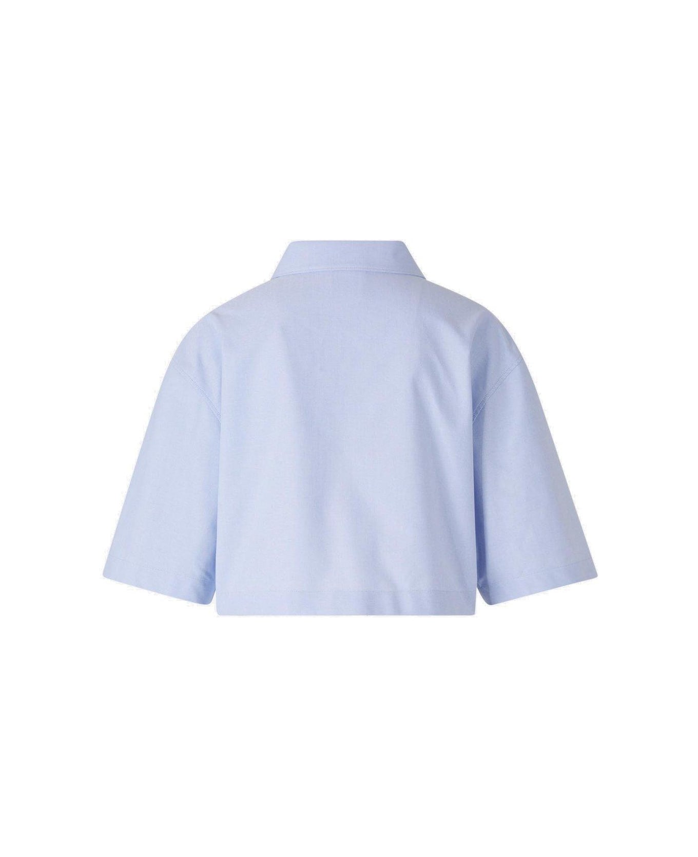 Givenchy Collared Short-sleeve Cropped Shirt - Light Blue