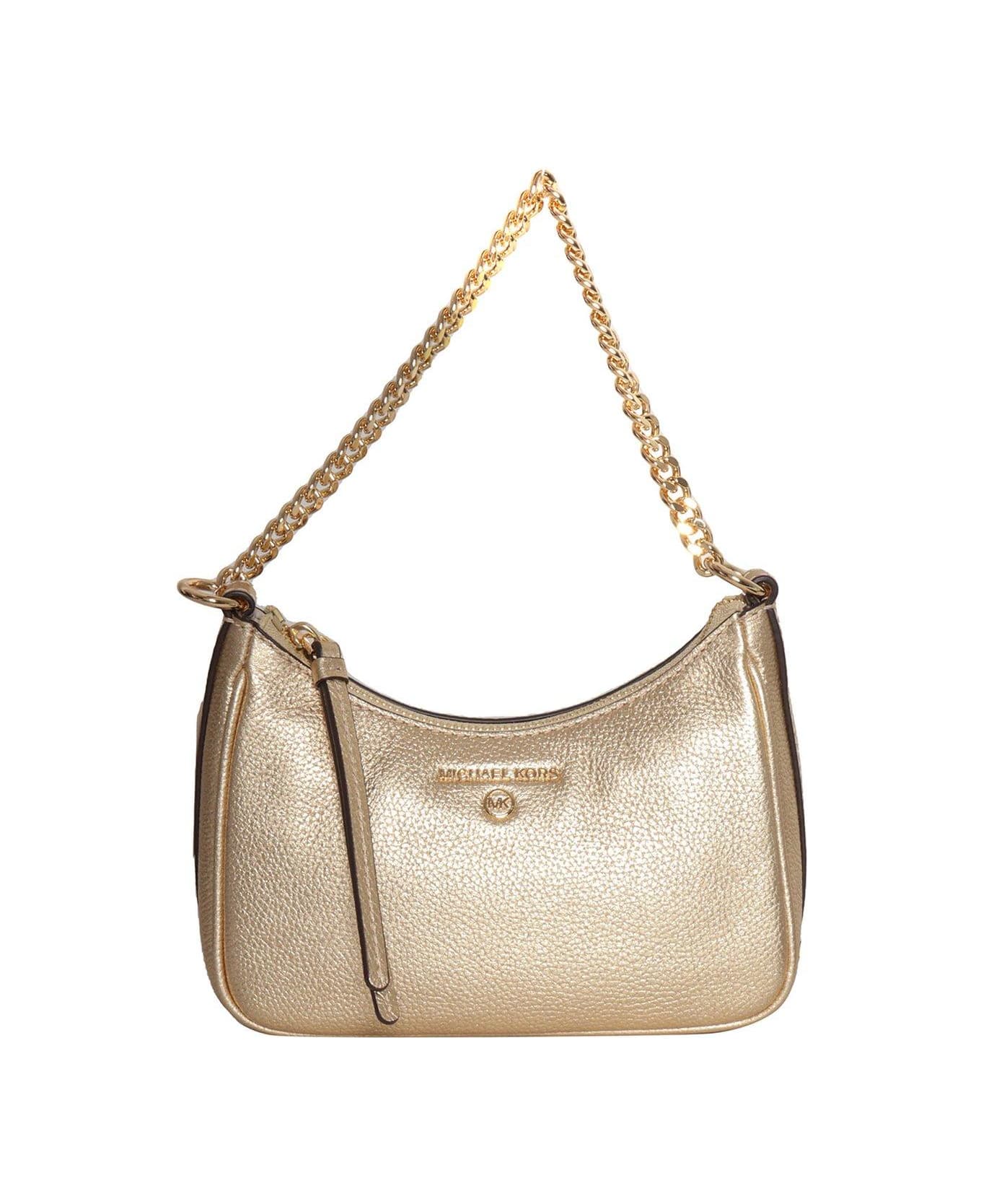 Michael Kors Logo Plaque Chained Small Shoulder Bag - Oro