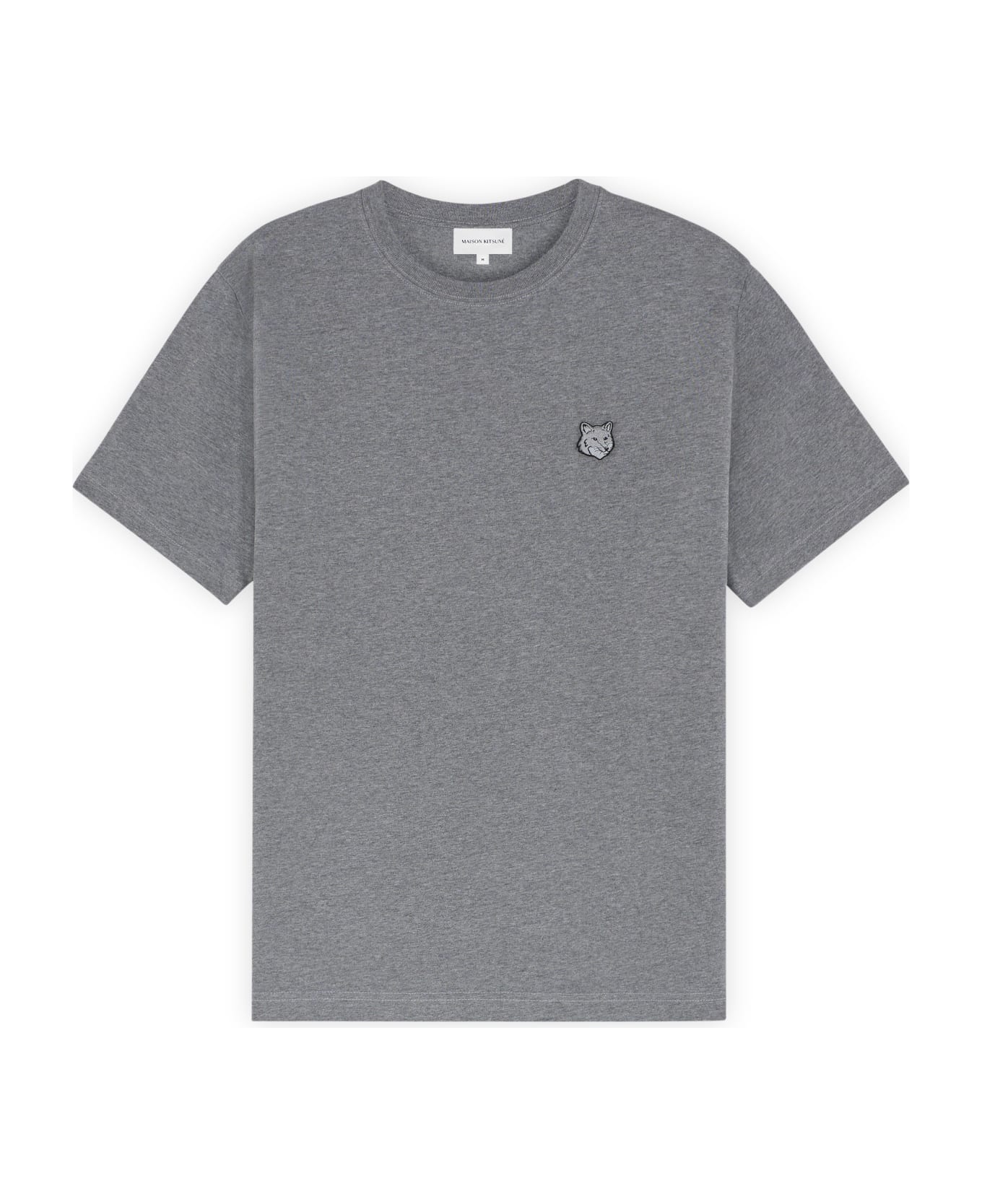 Maison Kitsuné Bold Fox Head Patch Comfort Tee Shirt - Medium Grey Melange