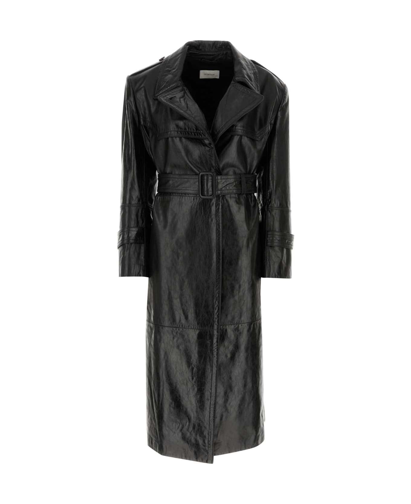 SportMax Black Nappa Leather Alfeo1234 Trench Coat - NERO