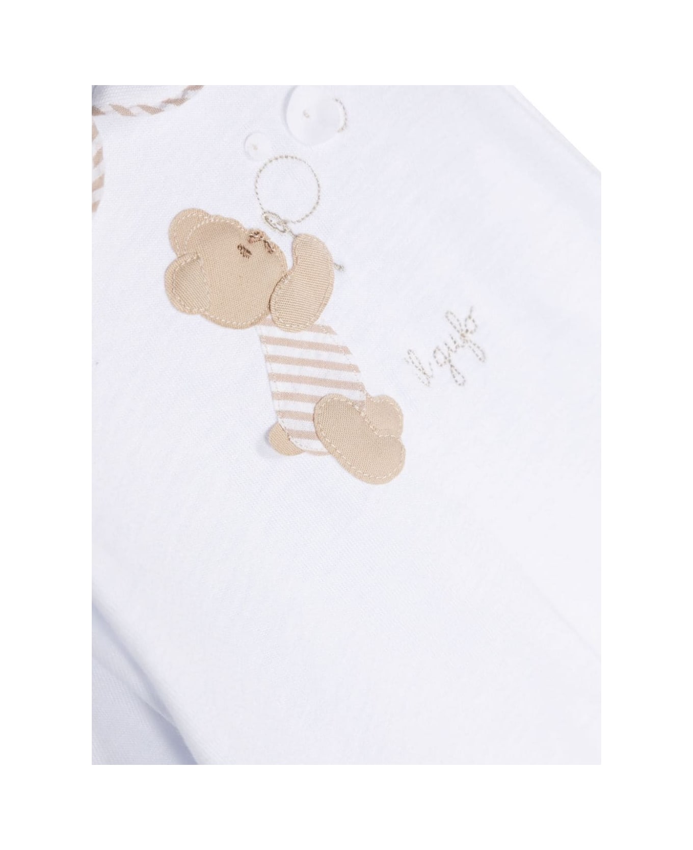 Il Gufo White Playsuit With Feet And Teddy-bear Embellishment - Brown