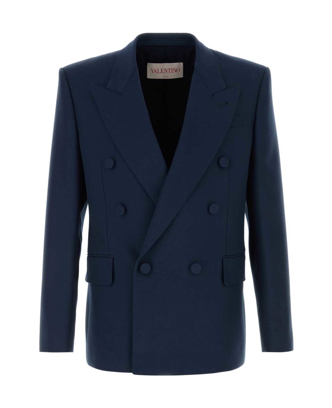 Valentino Garavani Navy Blue Wool Blazer - INDACO