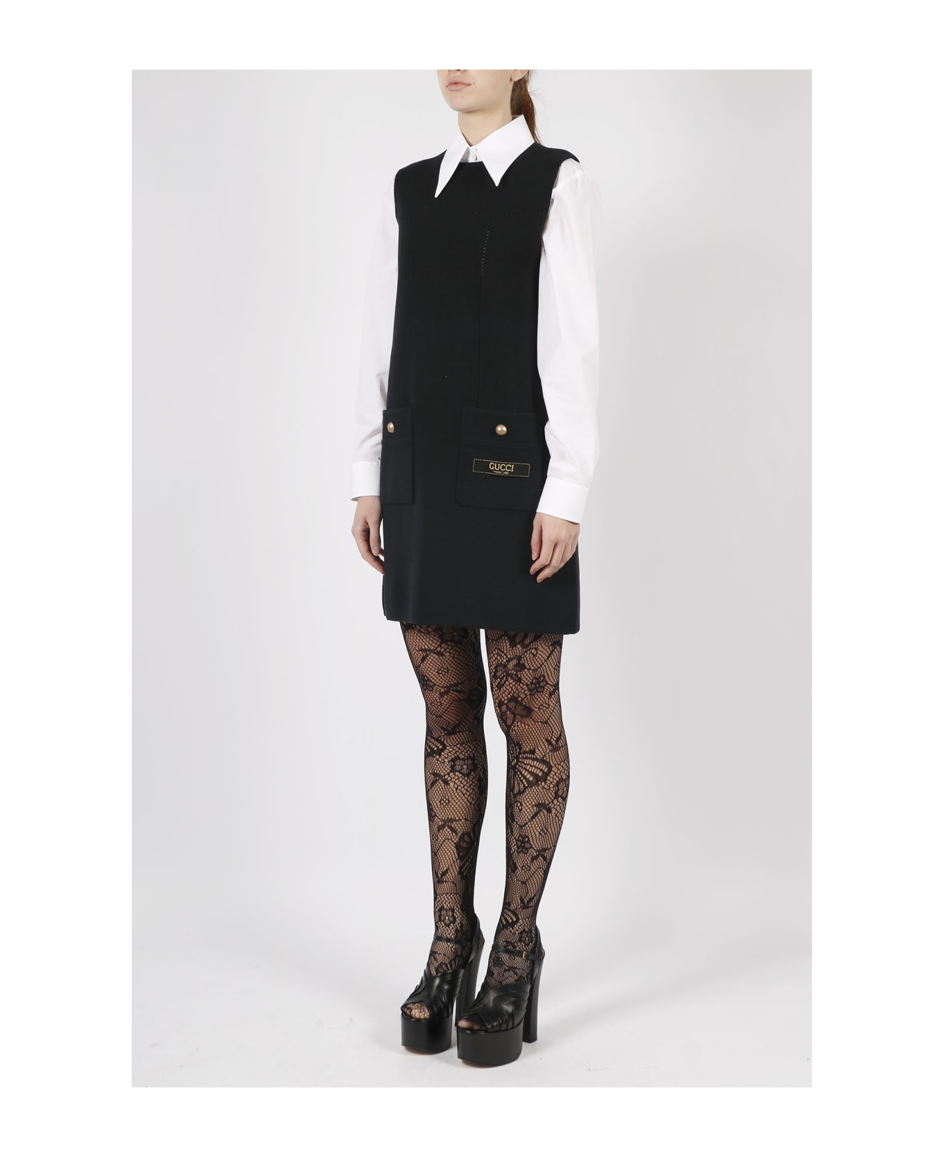 Gucci Fine Wool Sleeveless Dress - Black