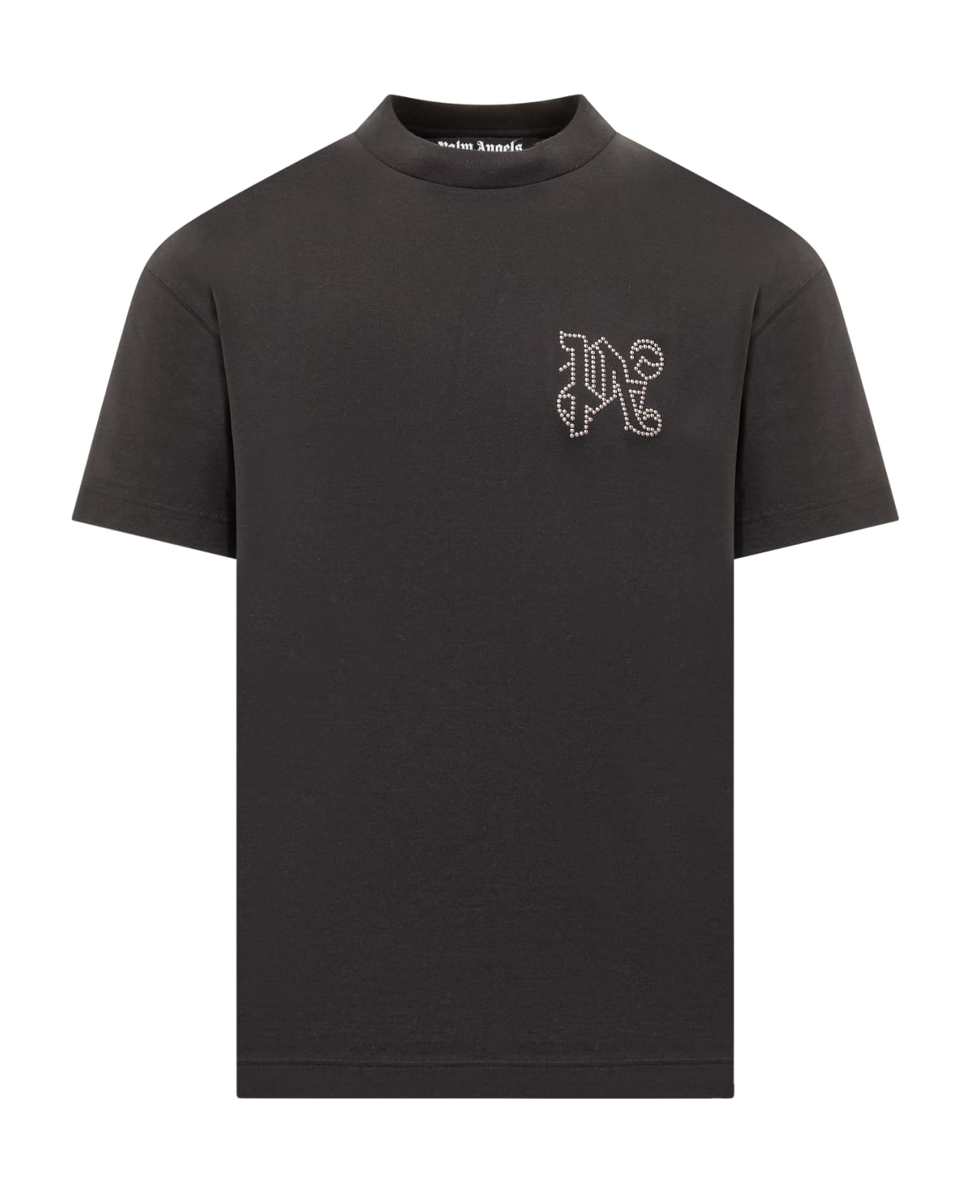 Palm Angels Monogram Embellished Crewneck T-shirt - Black