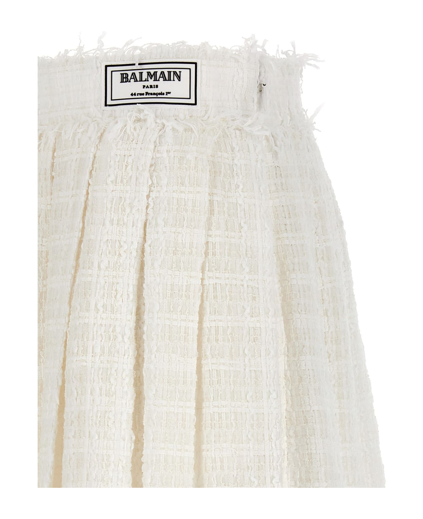 Balmain Tweed Skater Skirt - White