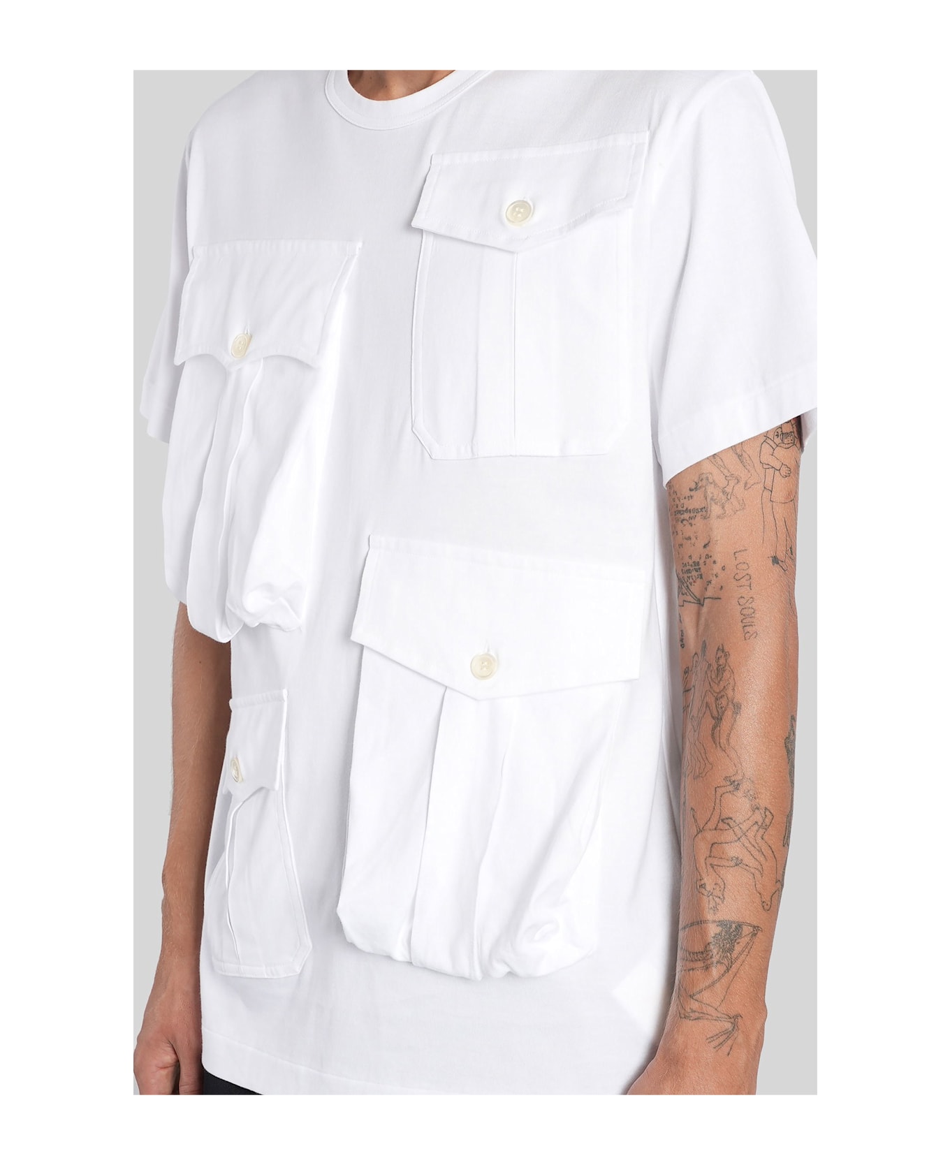 Comme Des Garçons Homme Plus T-shirt In White Cotton - white
