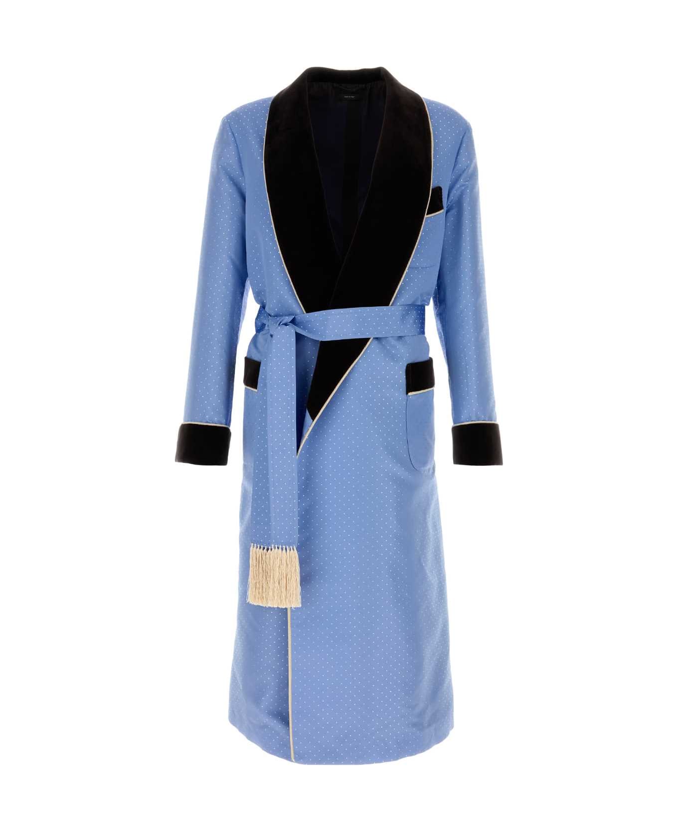 Tom Ford Embroidered Silk Coat - BLUE