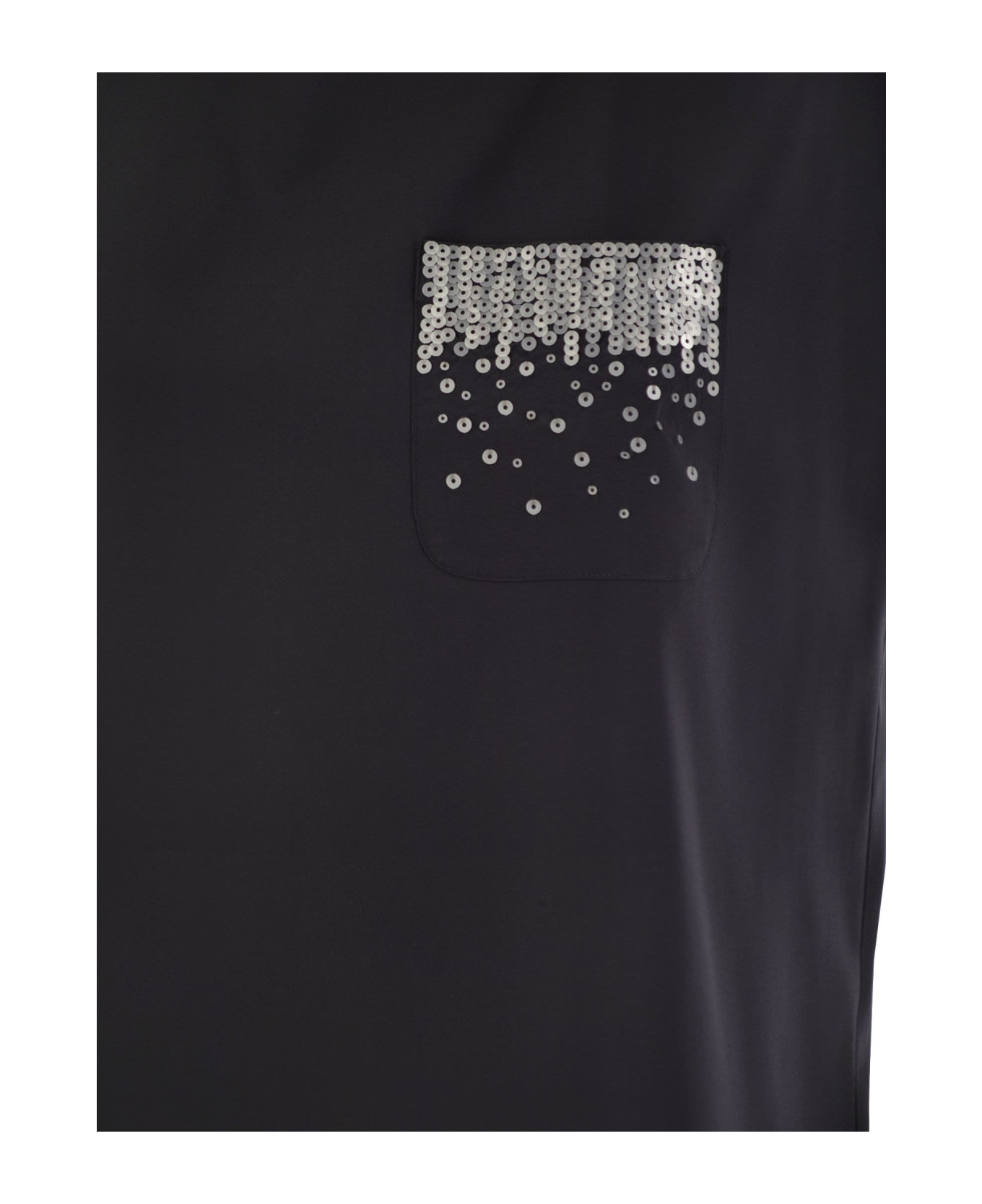 Peserico Crepe De Chine Top With Sequin Pocket - Blue