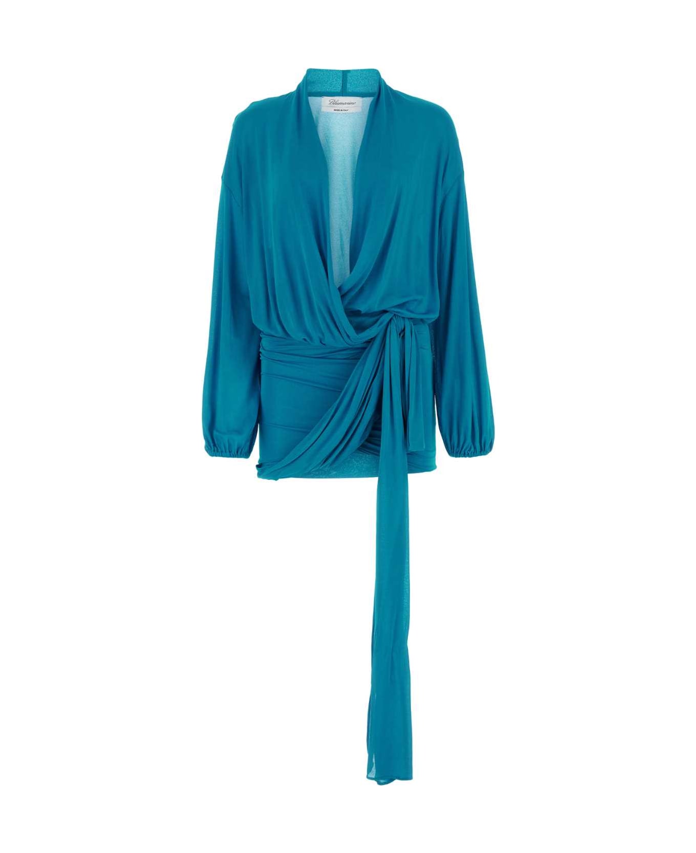 Blumarine Turquoise Jersey Mini Dress - BLUEJEWEL