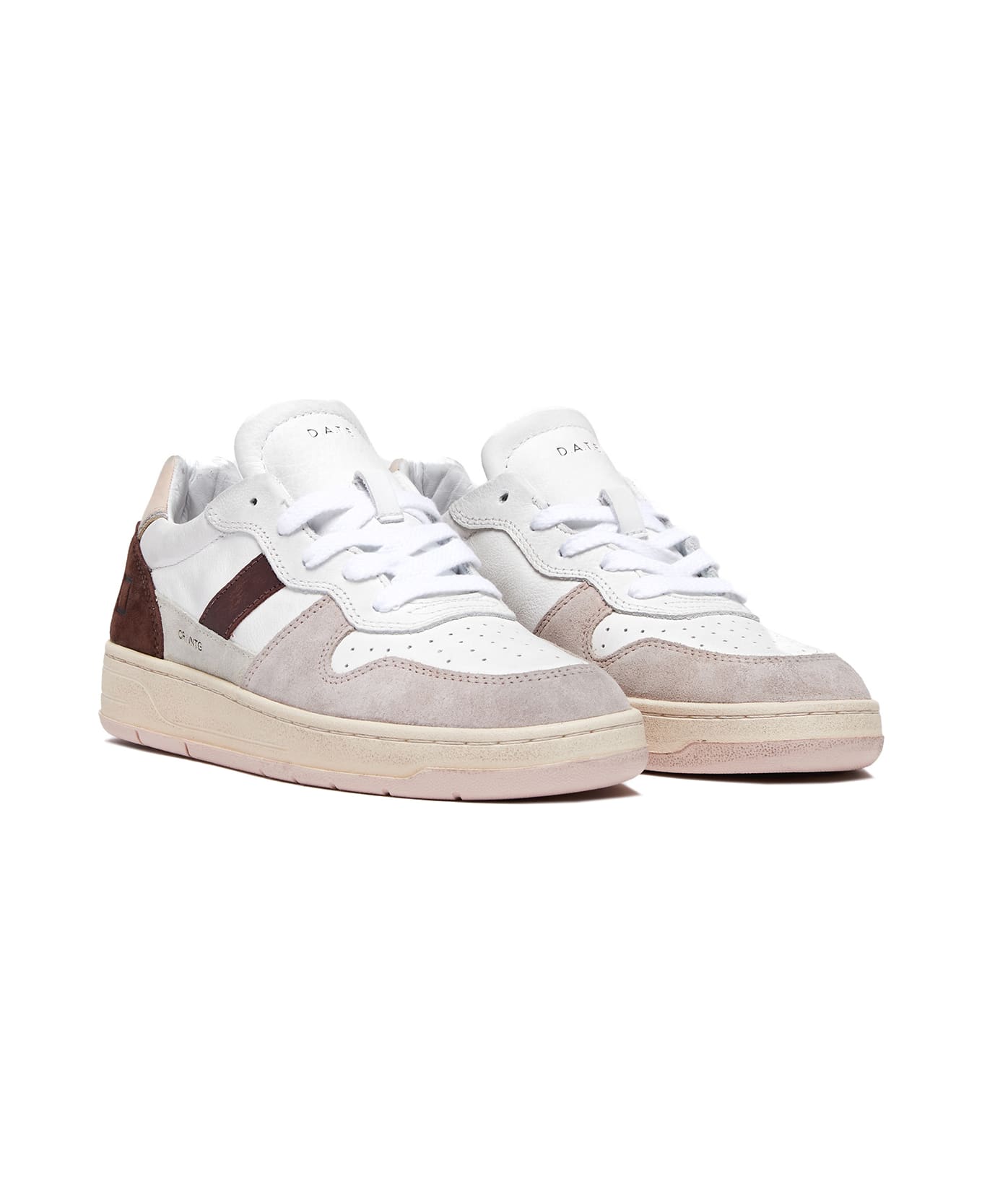 D.A.T.E. Court Women's Sneakers In Leather And Suede - WHITE PINK