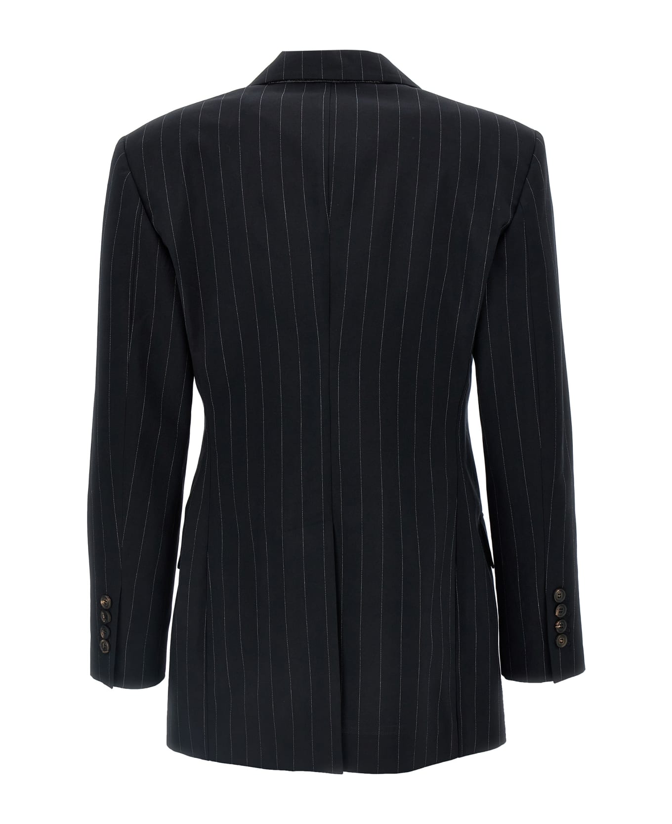 Brunello Cucinelli Pinstriped Double-breasted Blazer - Black  