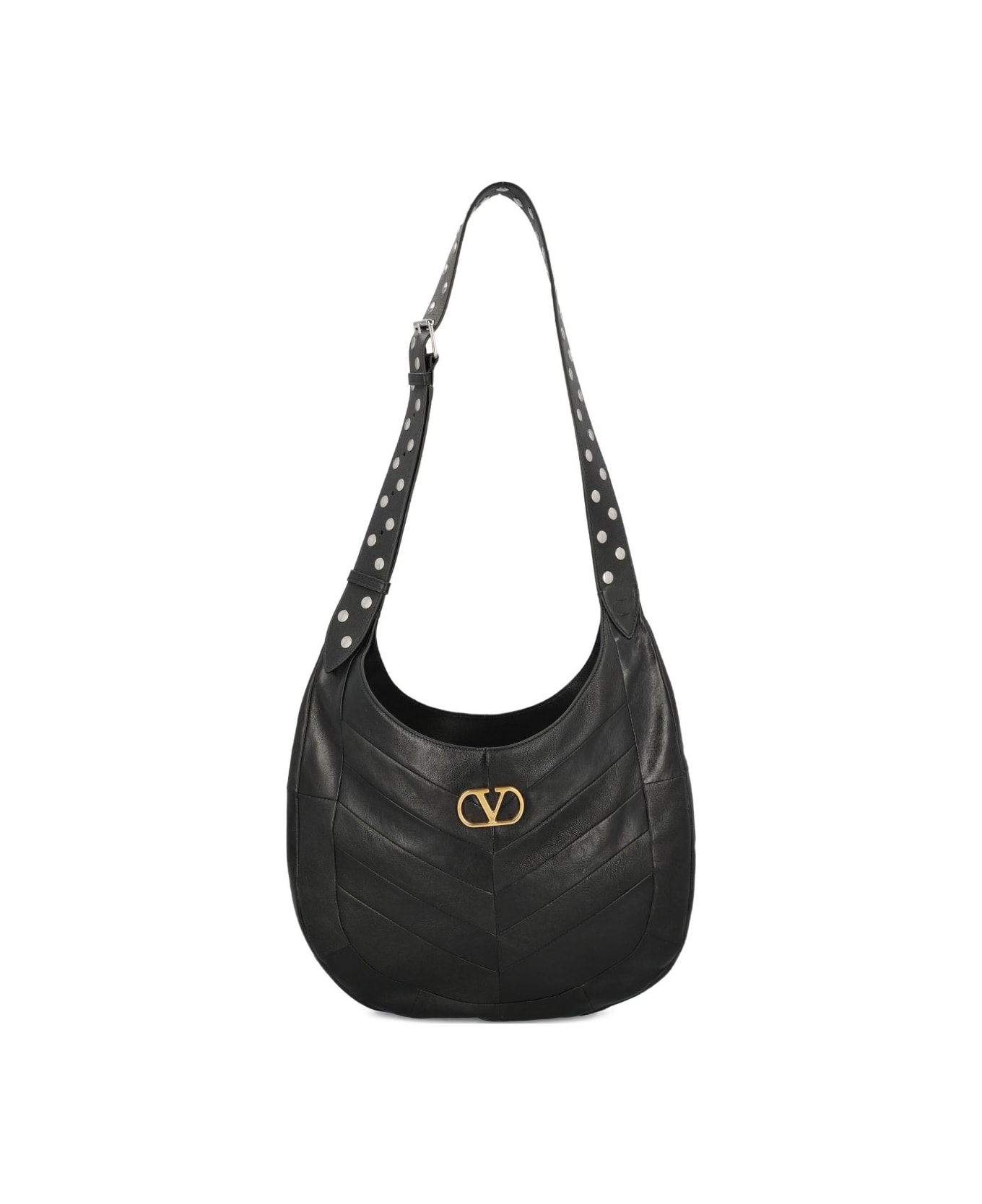 Valentino Garavani Hoboho Medium Leather Hobo Bag - Black