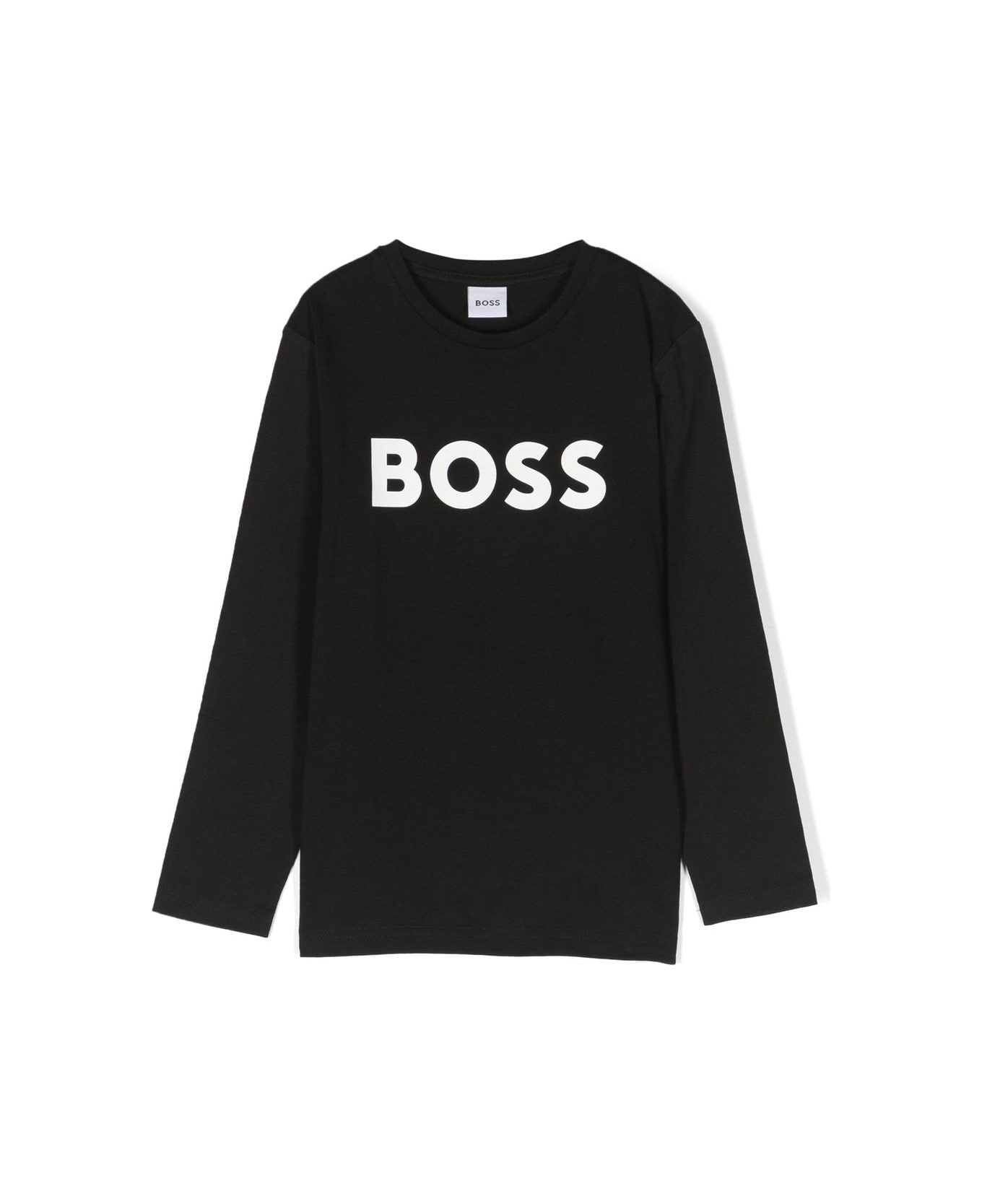 Hugo Boss T-shirt Nera In Jersey Di Cotone Bambino - Nero