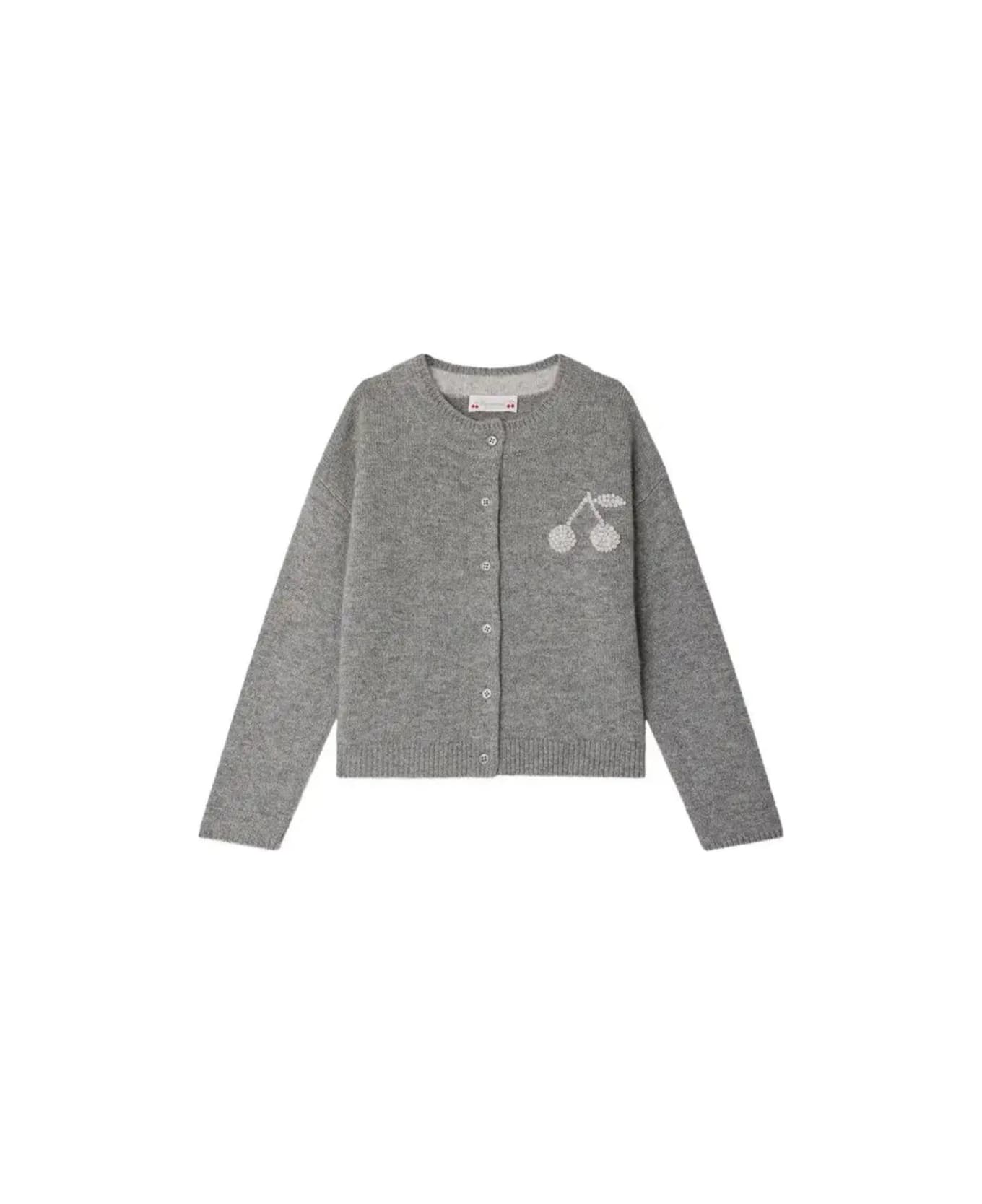 Bonpoint Cardigan With Logo - GREY