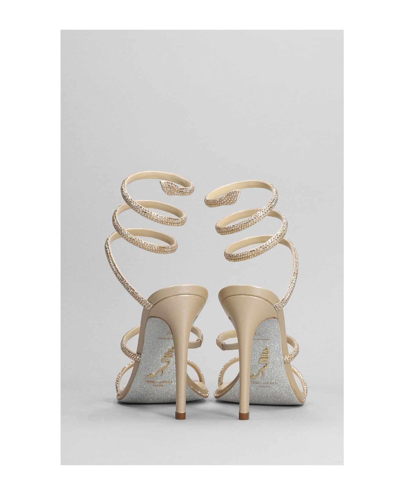 René Caovilla Cleo Sandals In Beige Leather - beige