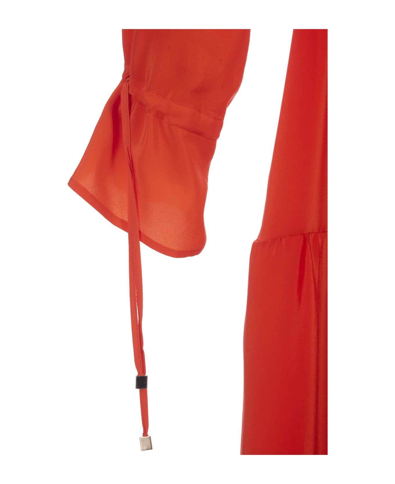 Kiton Bright Orange Silk Shirt Long Dress - Orange
