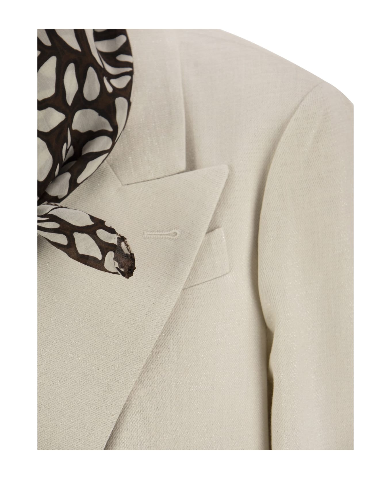 Brunello Cucinelli Scarf Detail Double-breasted Dinner Jacket - Ecru ブレザー