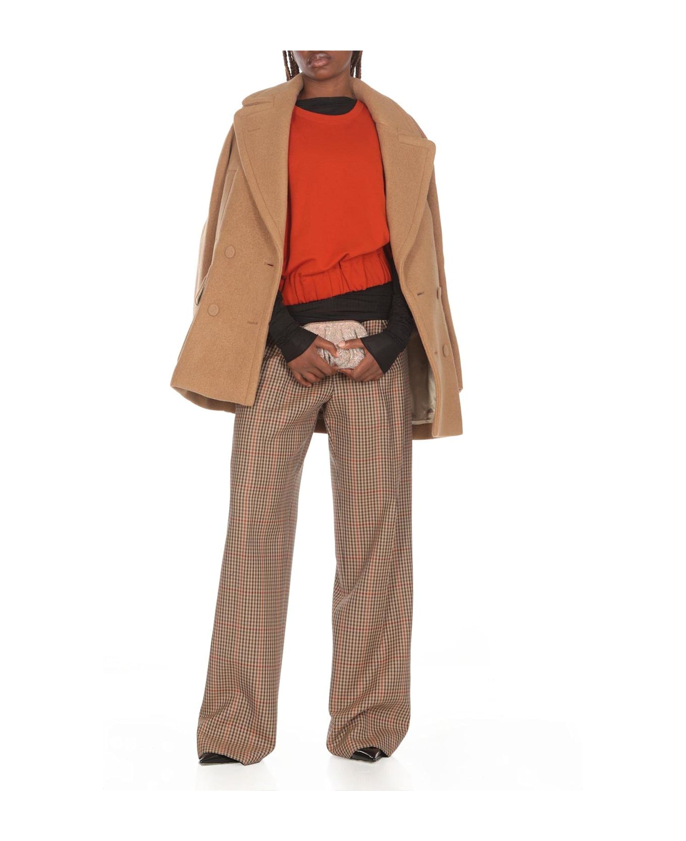 Dries Van Noten Checked Pleated Trousers - BROWN